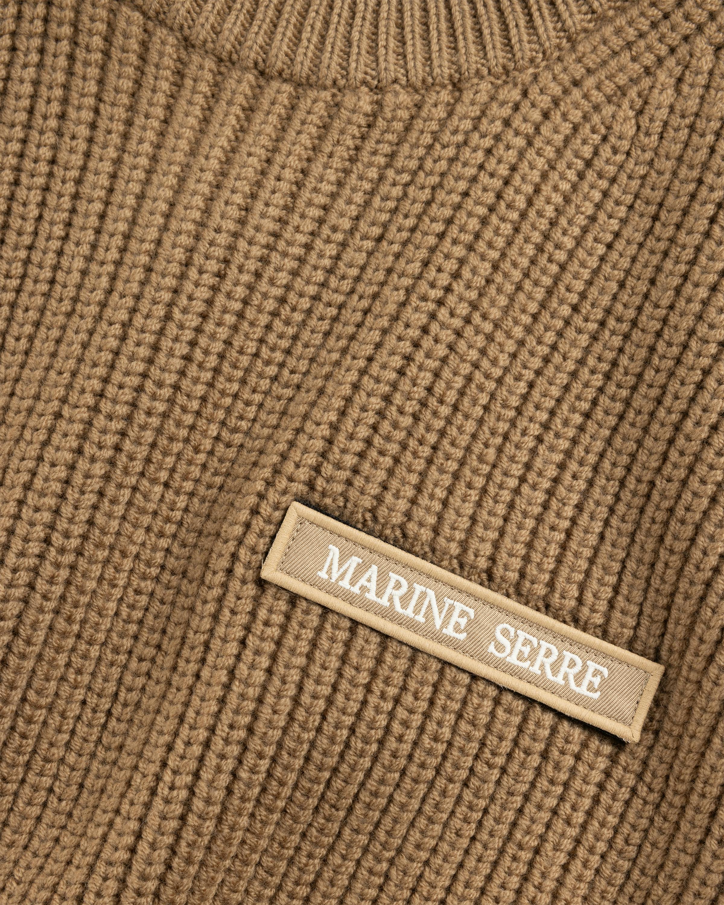 Marine Serre – MS Half Cardigan Knit Crewneck Sweater Camel - Crewnecks - Beige - Image 6