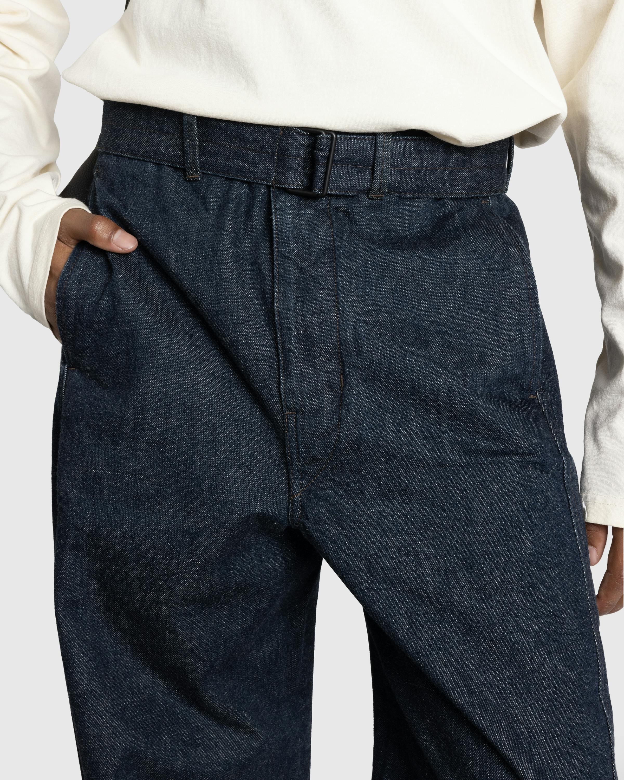 Lemaire – Twisted Belted Pants Denim Indigo - Trousers - Blue - Image 5