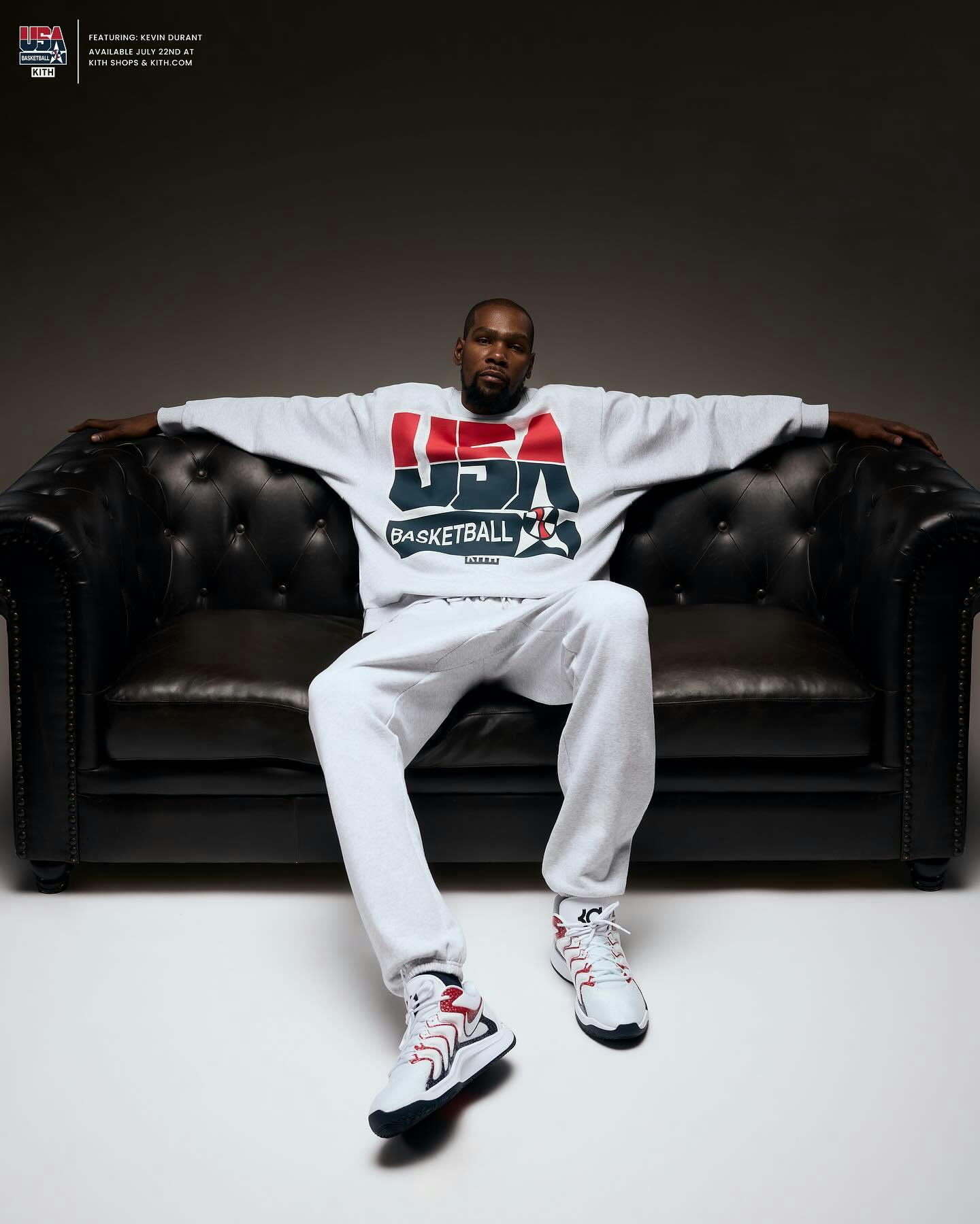 Kevin Durant wears KITH's Team USA 2024 collection