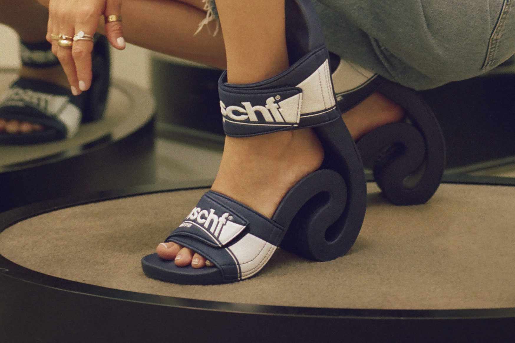 MSCHF's Flipped Flop slide sandal heels worn by Bobbi Althoff