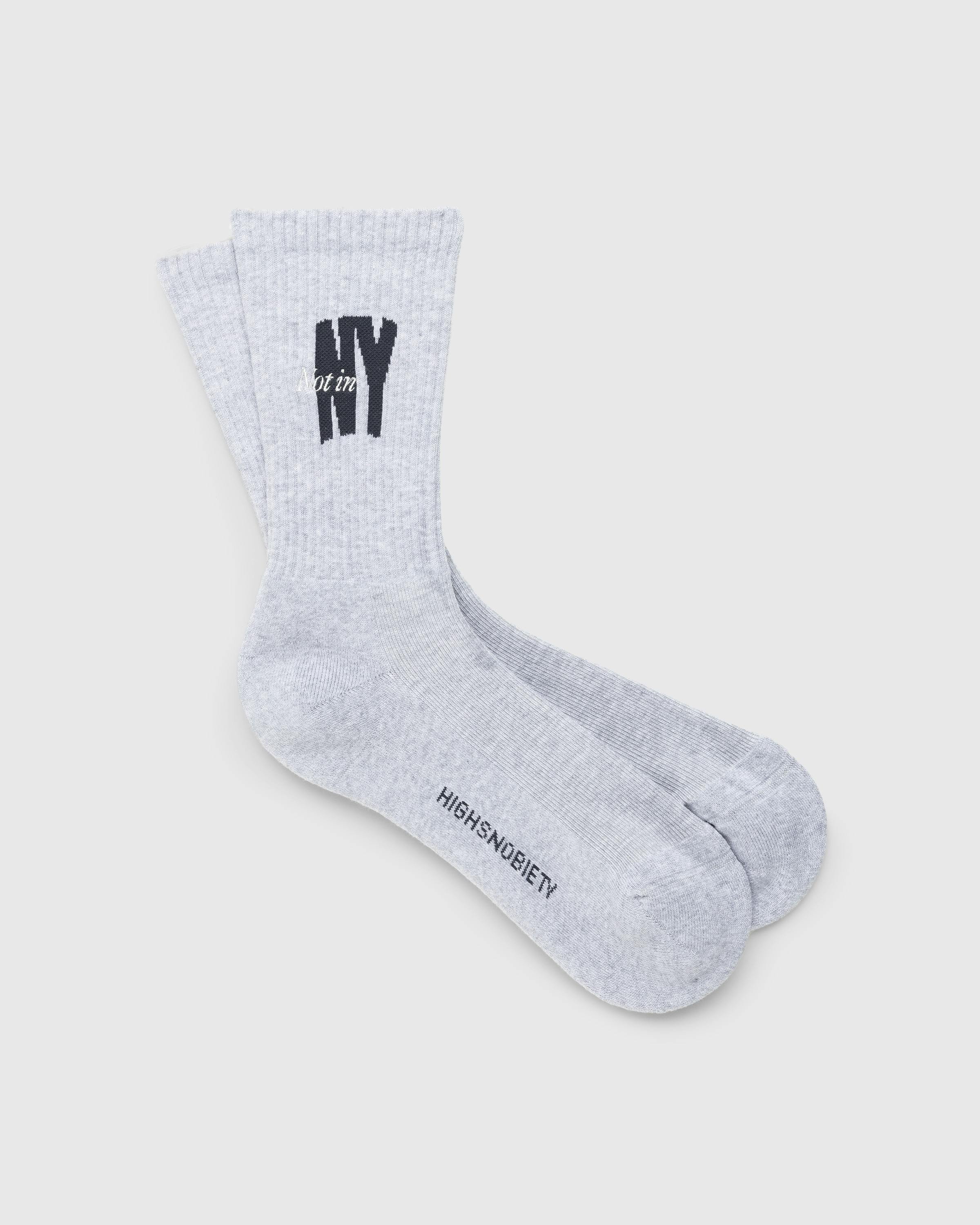 Highsnobiety – Not In New York Socks Grey - Crew - Melange Grey - Image 1