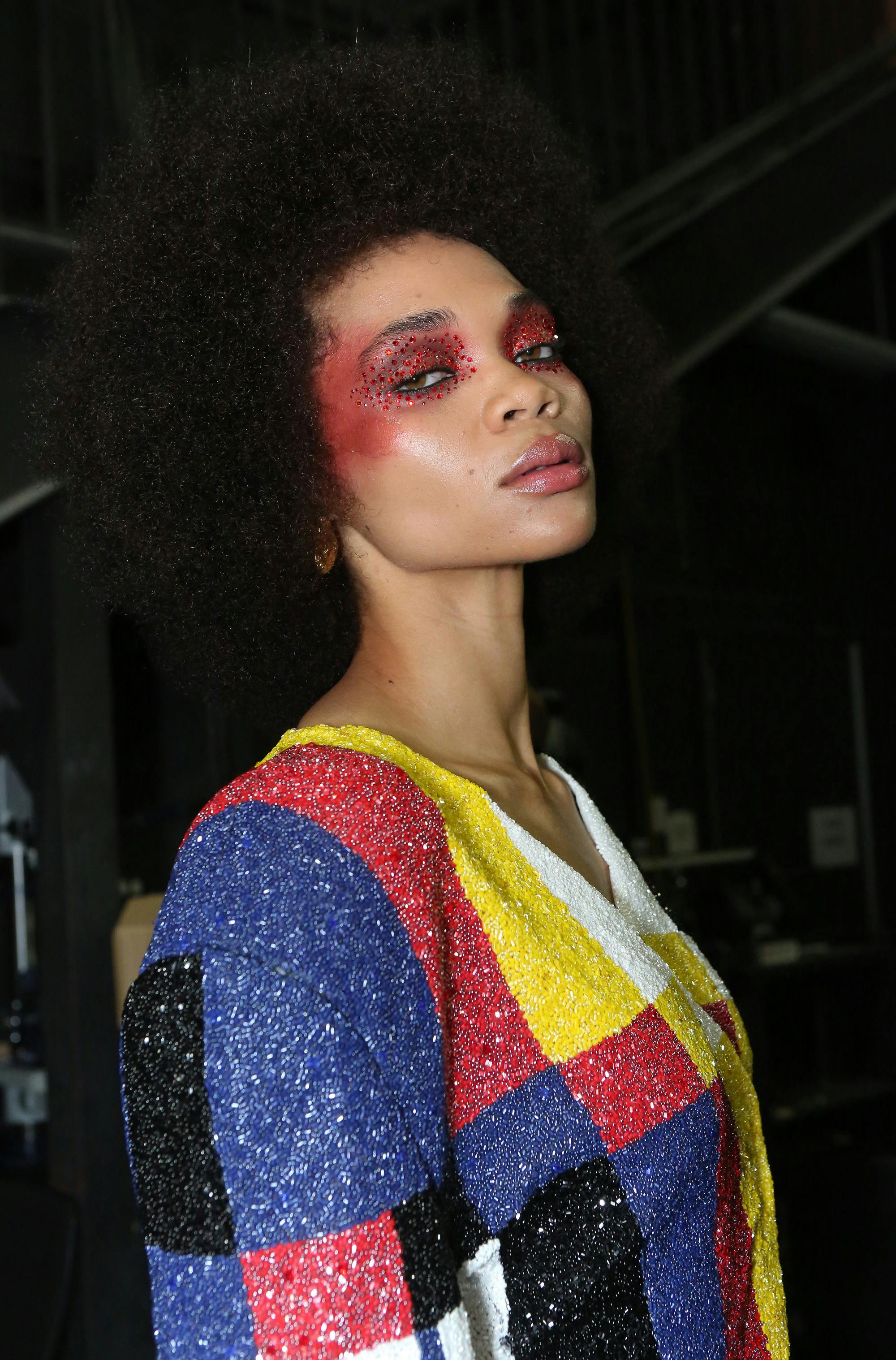 Model backstage at Pyer Moss Spring 2020