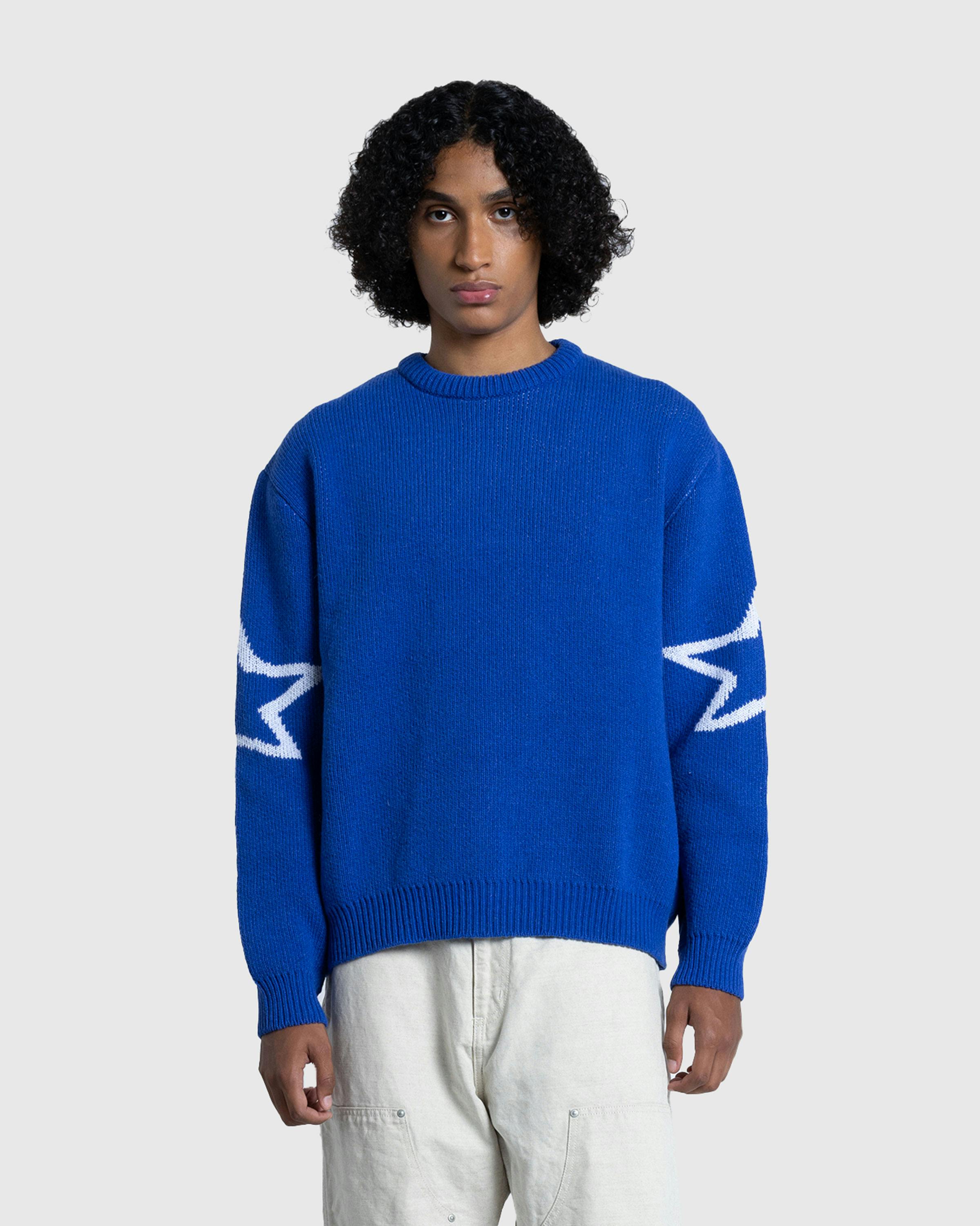 Carne Bollente – The S Word Knit Sweater Blue - Crewnecks - Blue - Image 2