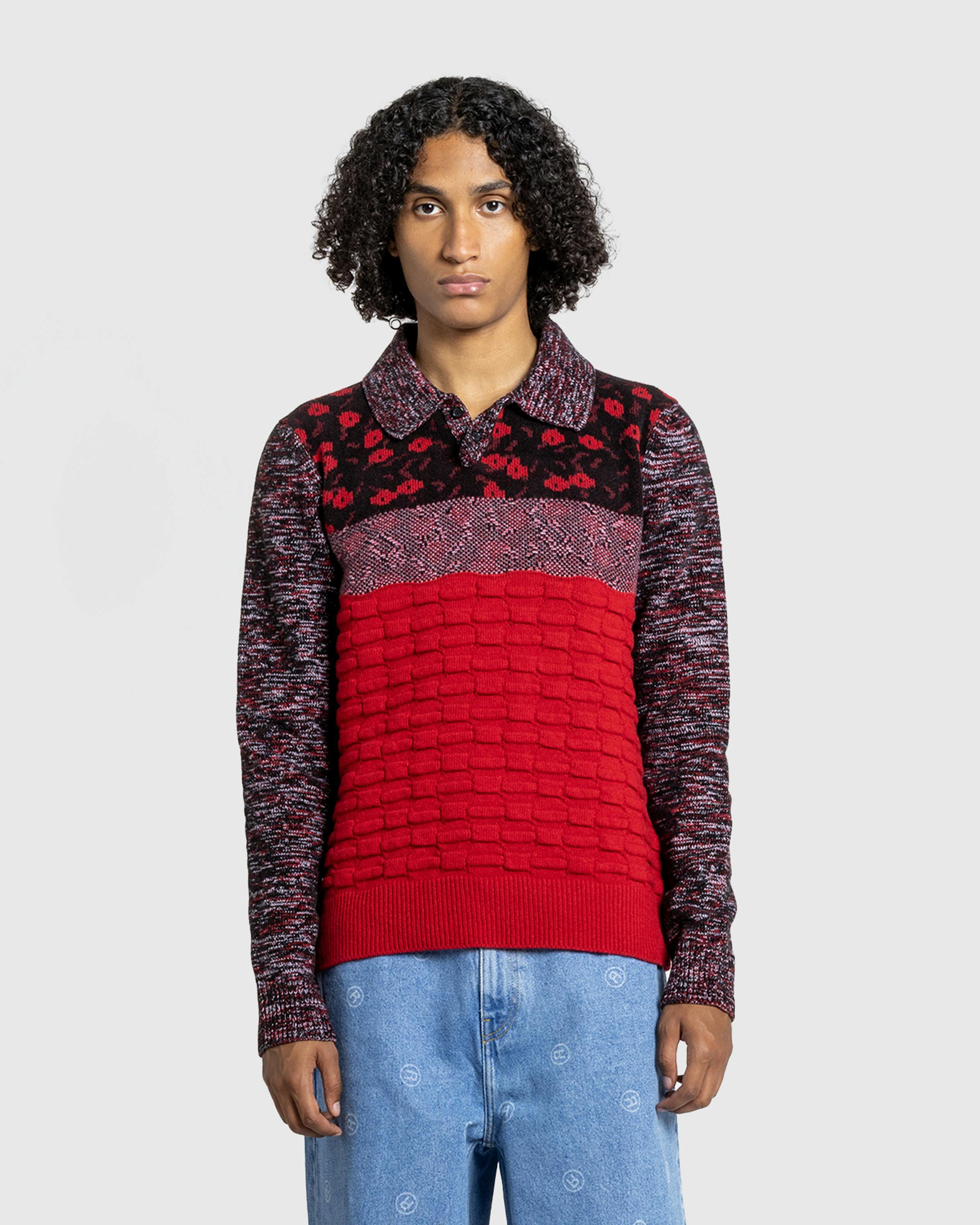 J.W. Anderson – Multi Stitch Polo Bright Red - Polos - Red - Image 2