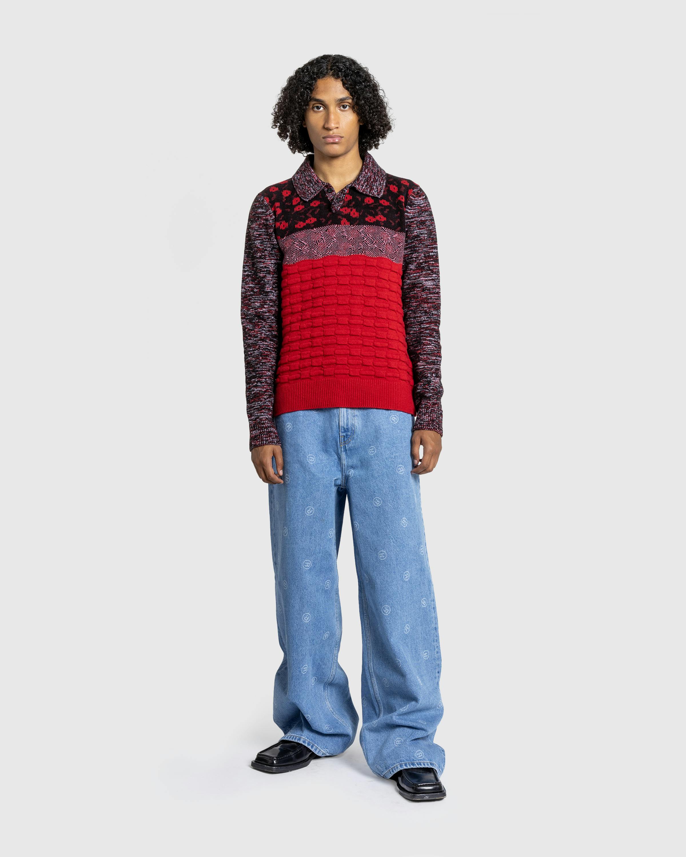 J.W. Anderson – Multi Stitch Polo Bright Red - Polos - Red - Image 3