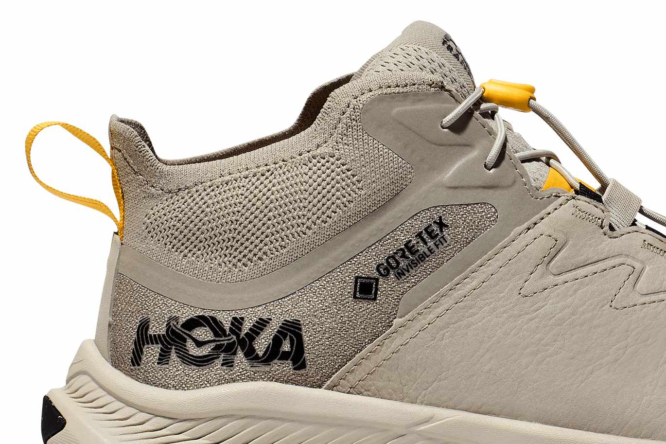 HOKA's Transport GTX sneaker in beige nubuck leather