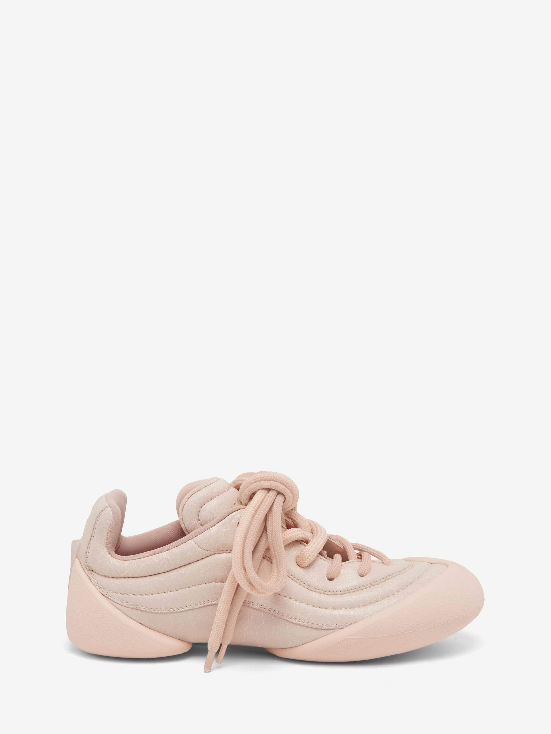 Alexander McQueen's Flexion sneaker in white black and pink leather