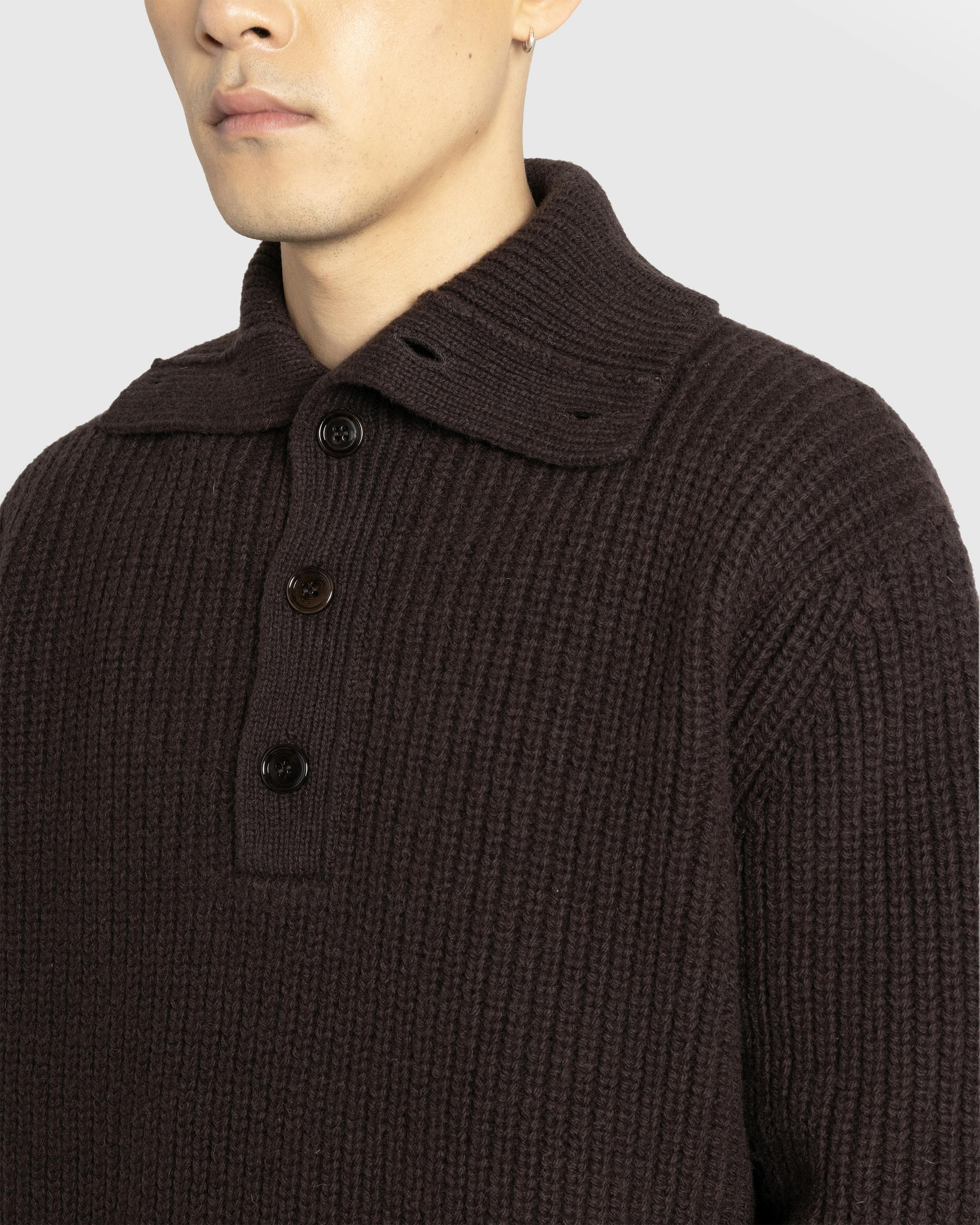 Dries van Noten – Mudra Polo Sweater Dark Brown - Crewnecks - Brown - Image 5