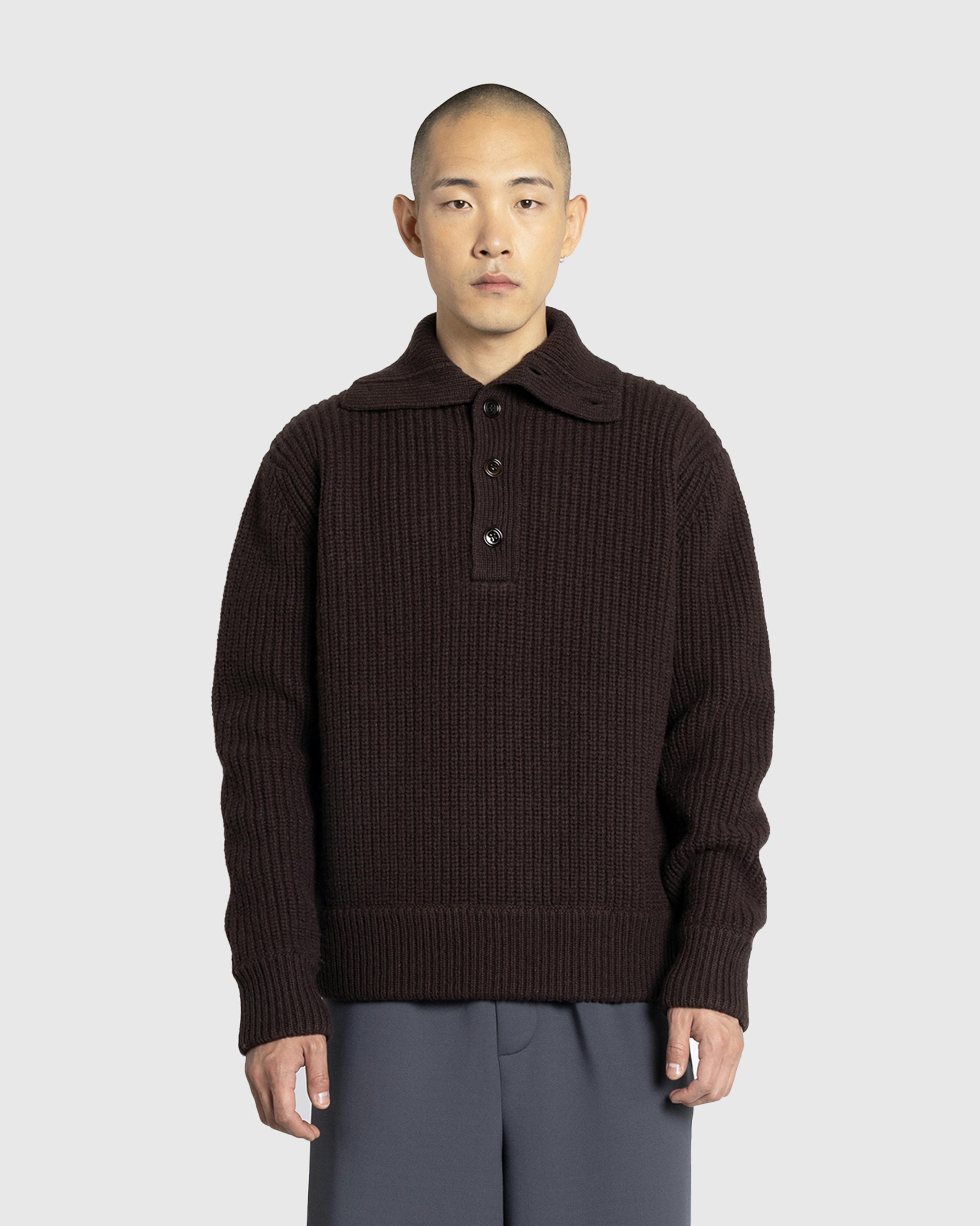 Dries van Noten – Mudra Polo Sweater Dark Brown - Crewnecks - Brown - Image 2