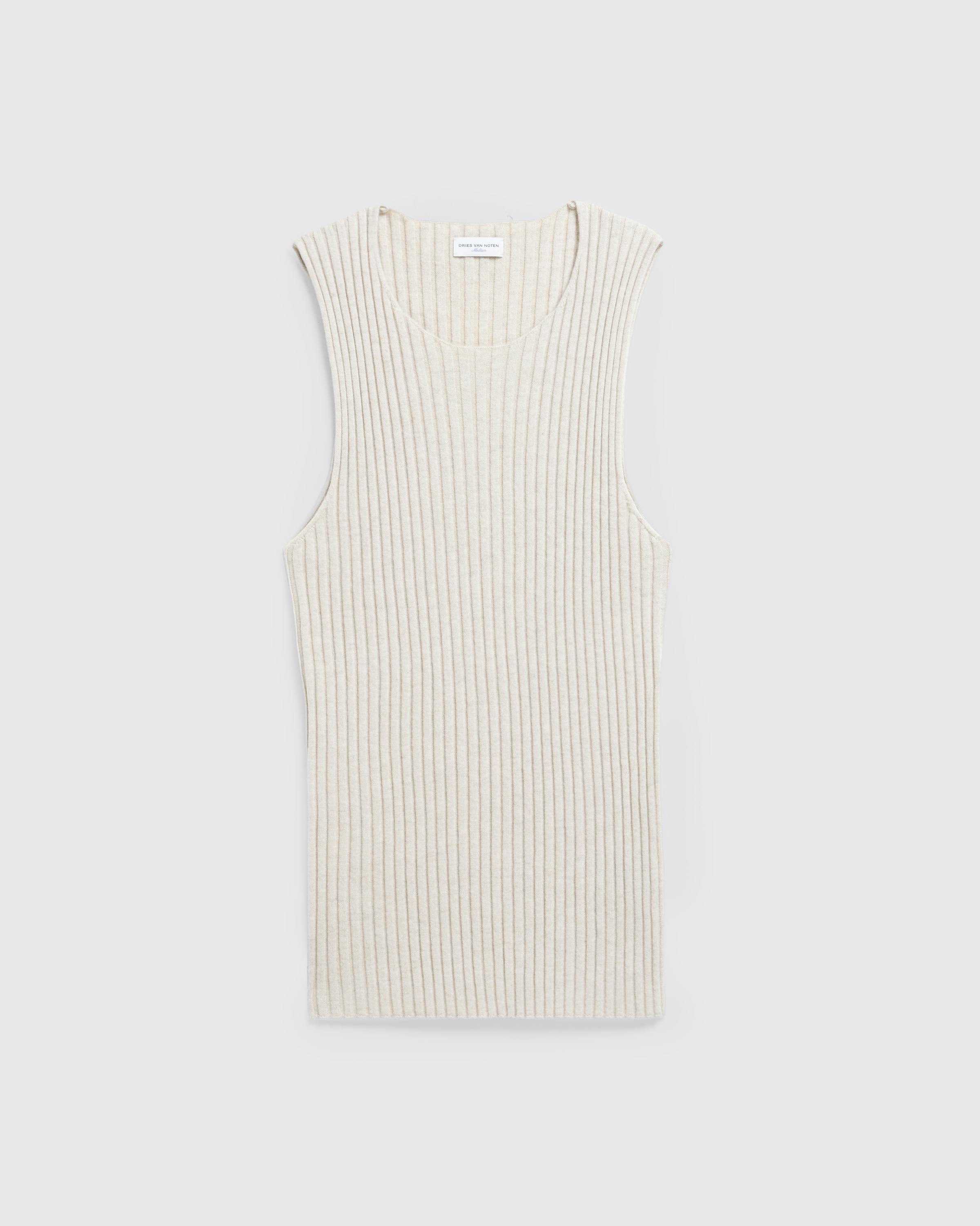 Dries van Noten – Murad Cashmere Top Natural - Tank Tops - Beige - Image 1