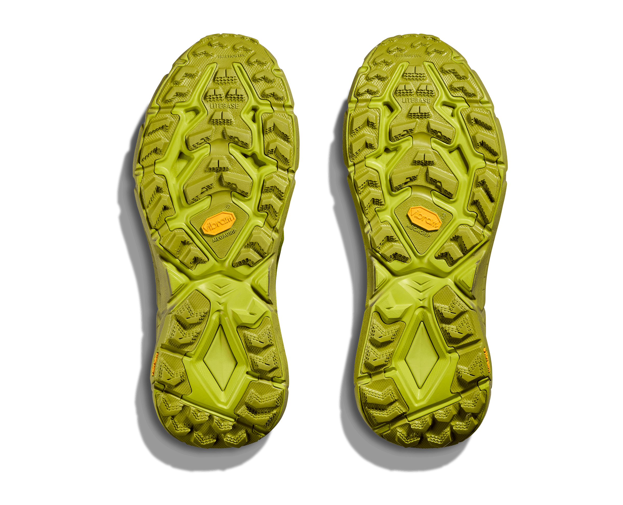 HOKA & Satsify's Mafate Speed 4 Lite sneaker in green and yellow colorways