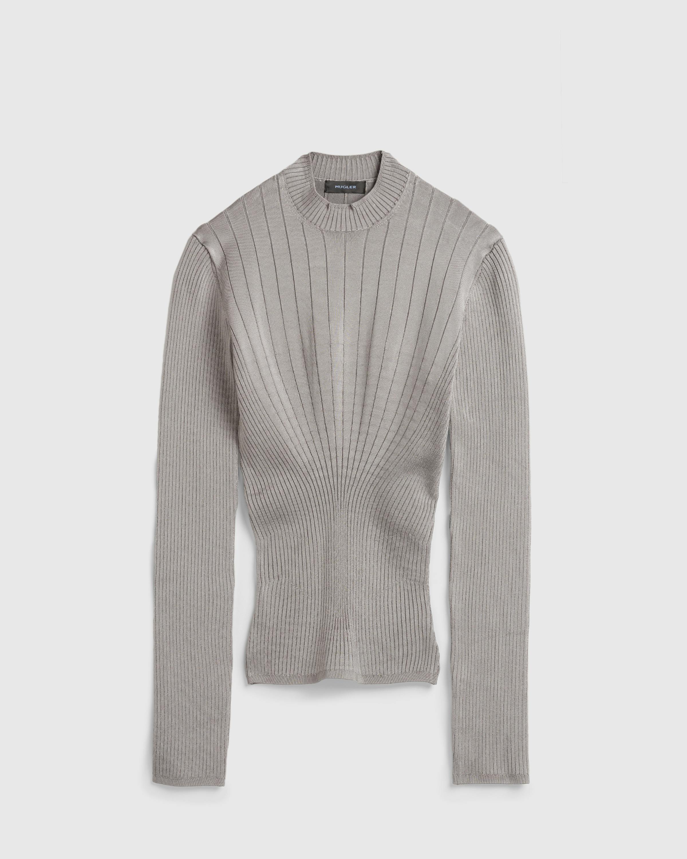 Mugler – Sculpting Knit Top Grey Melange - T-Shirts - Grey - Image 1