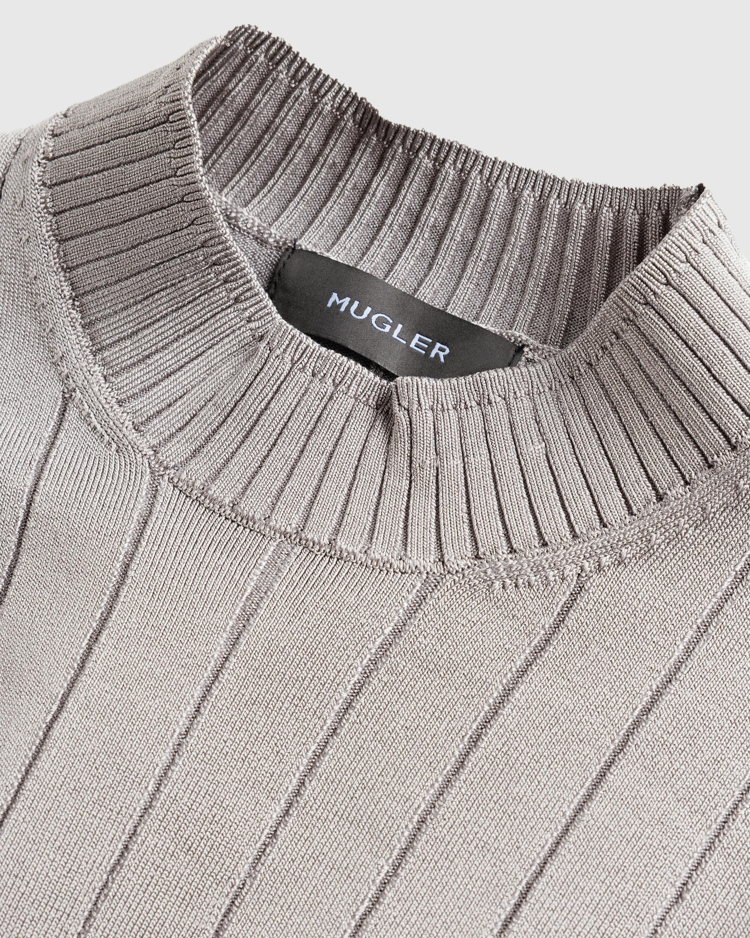 Mugler – Sculpting Knit Top Grey Melange - T-Shirts - Grey - Image 4