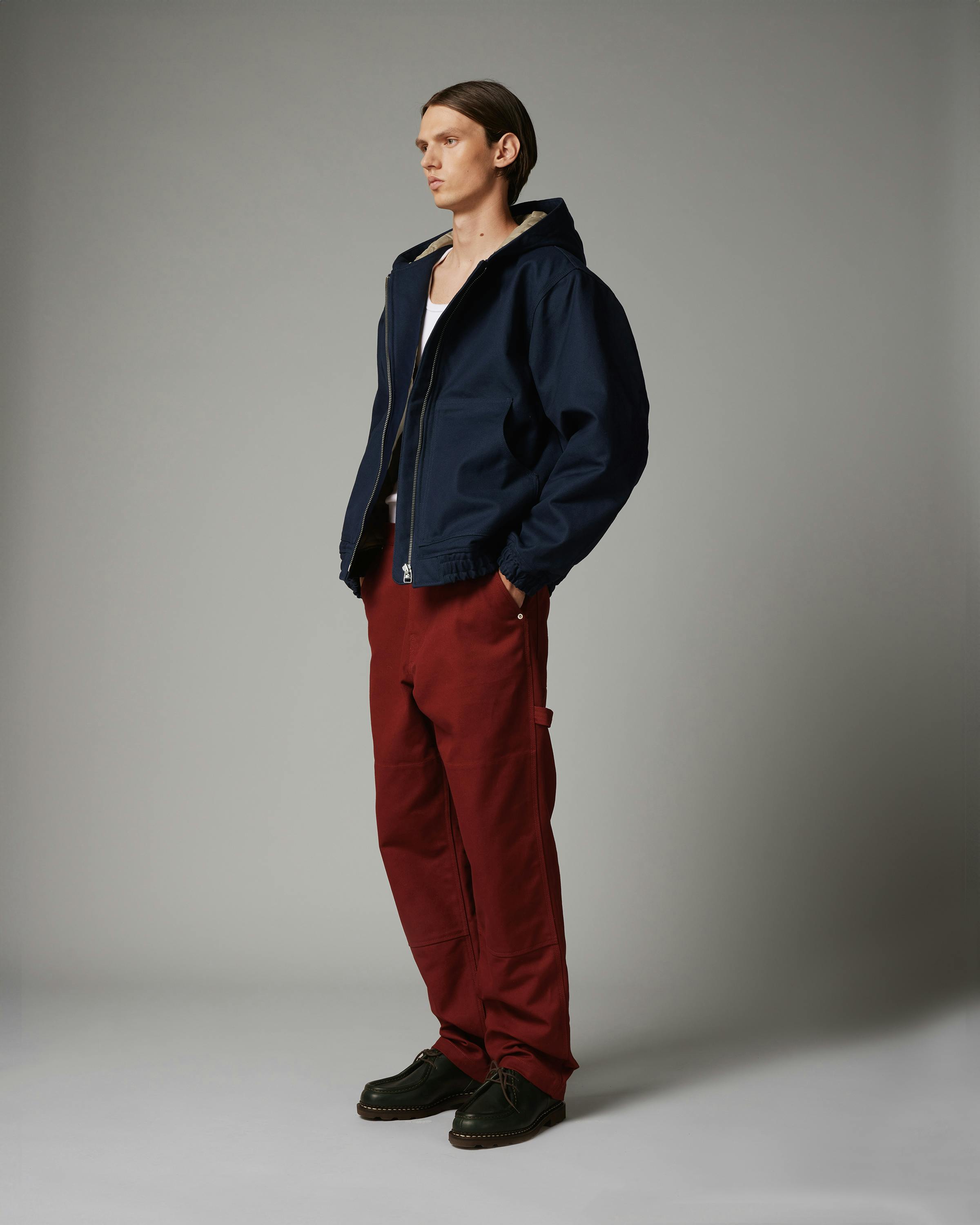 Highsnobiety HS05 – Oxford Canvas Carpenter Trousers Red - Work Pants - Red - Image 7