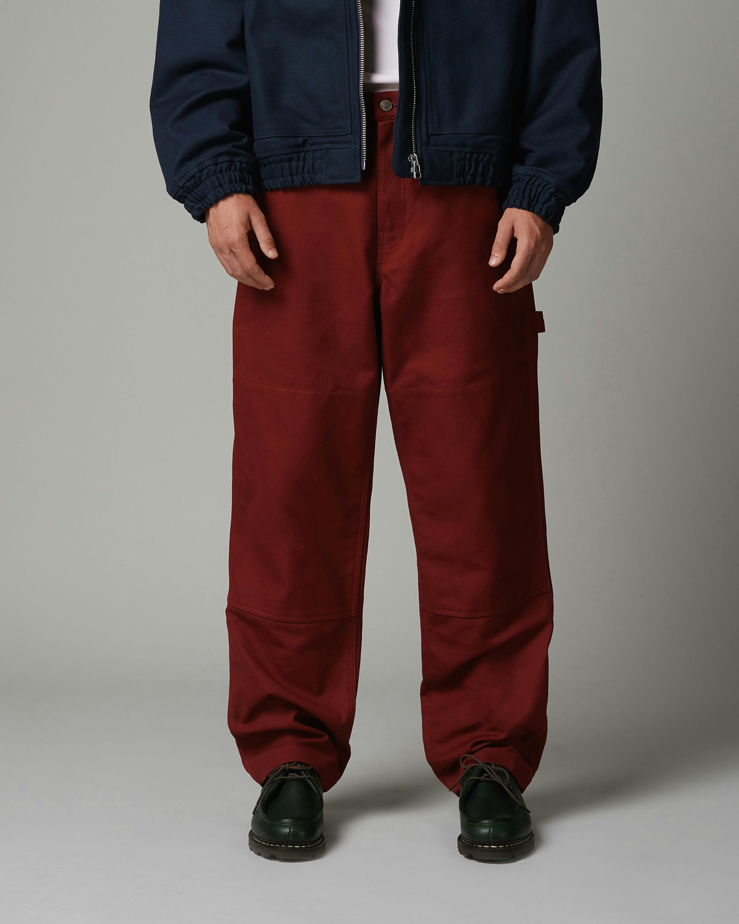 Highsnobiety HS05 – Oxford Canvas Carpenter Trousers Red - Work Pants - Red - Image 2