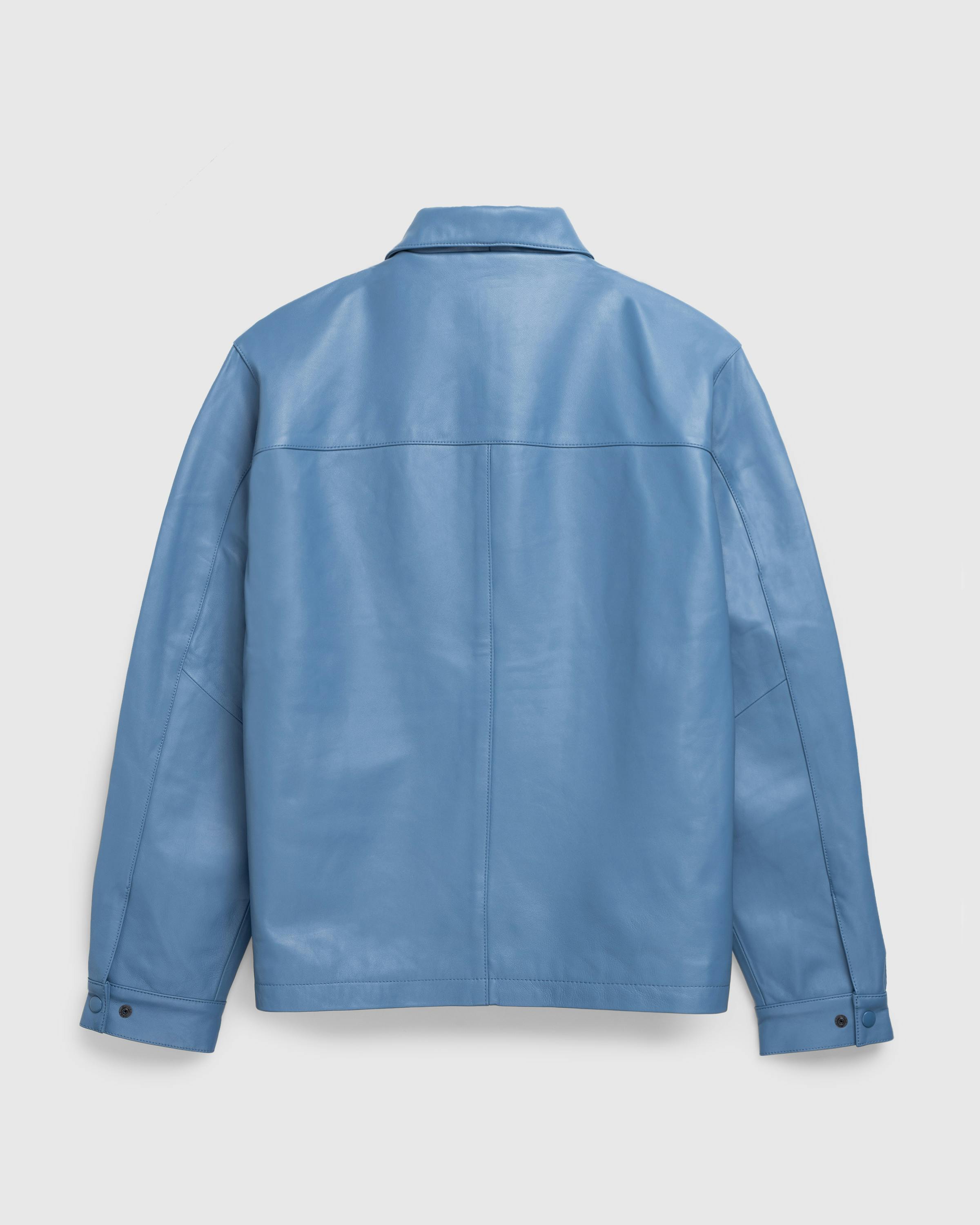 Highsnobiety HS05 – Leather Shirt Jacket Blue - Leather Jackets - Blue - Image 4