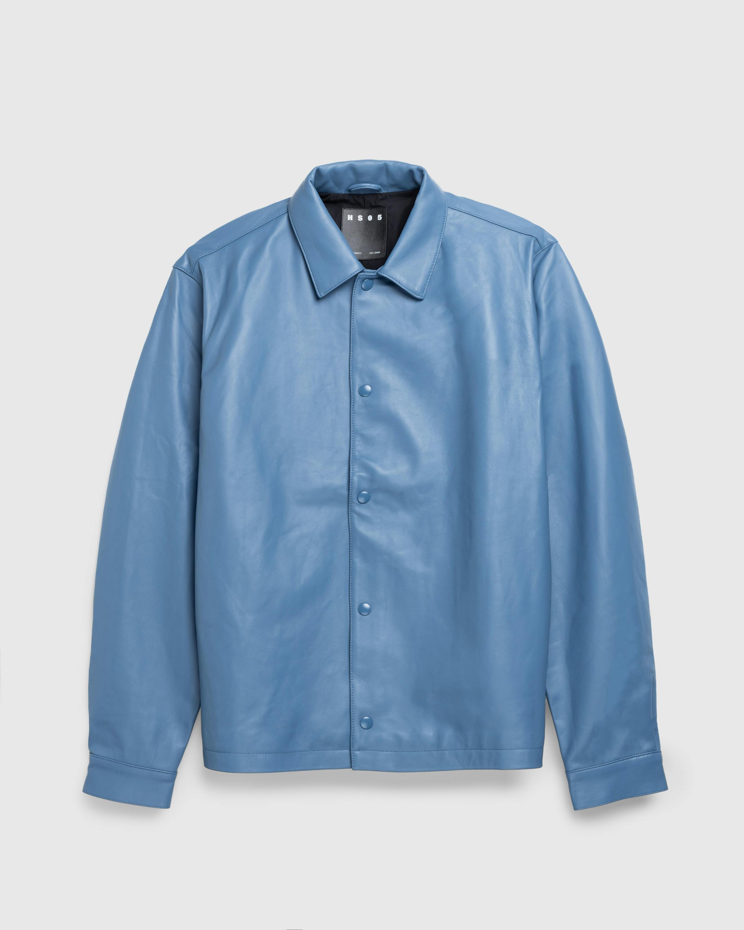 Highsnobiety HS05 – Leather Shirt Jacket Blue - Leather Jackets - Blue - Image 1