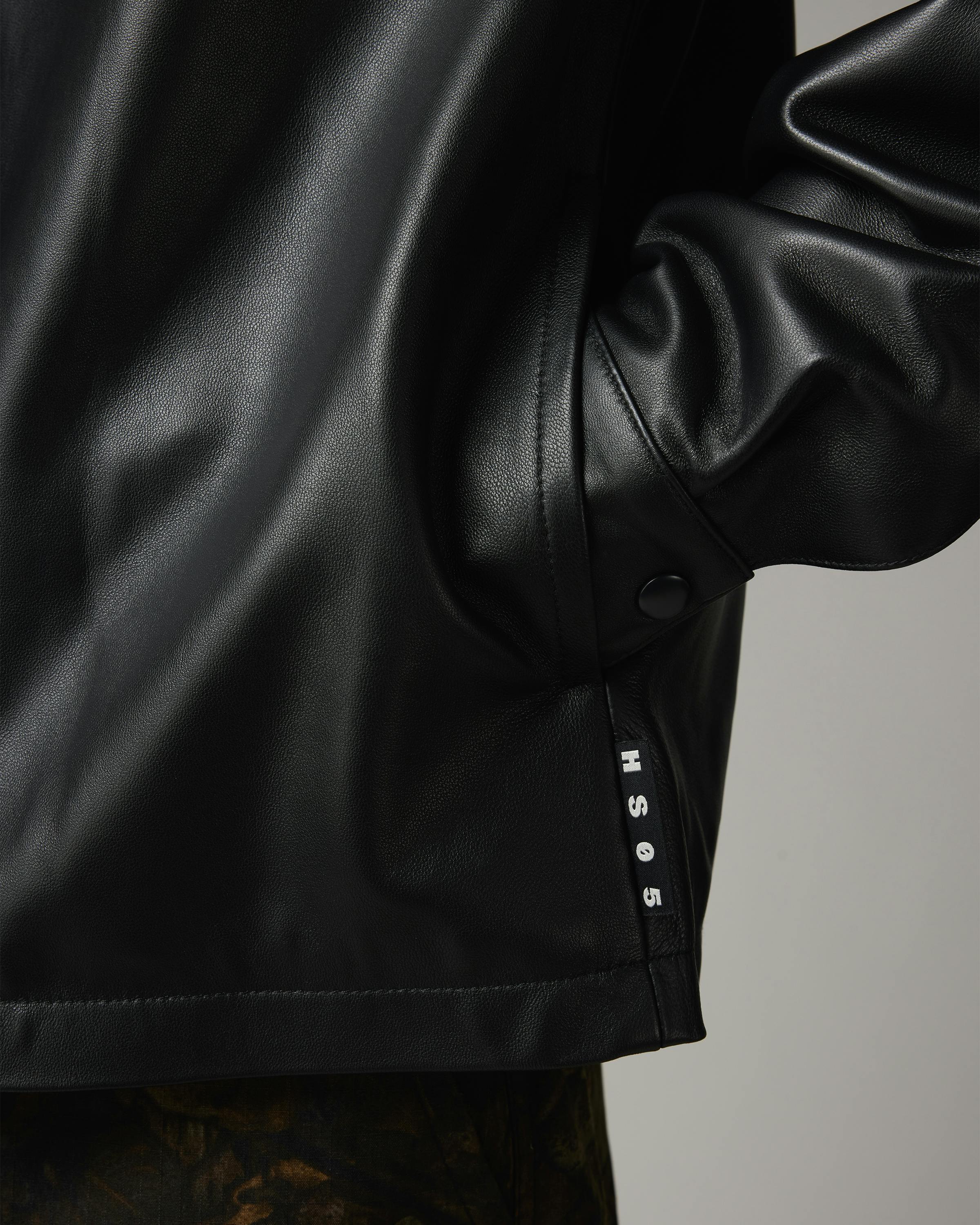 Highsnobiety HS05 – Leather Shirt Jacket Black - Leather Jackets - Black - Image 7