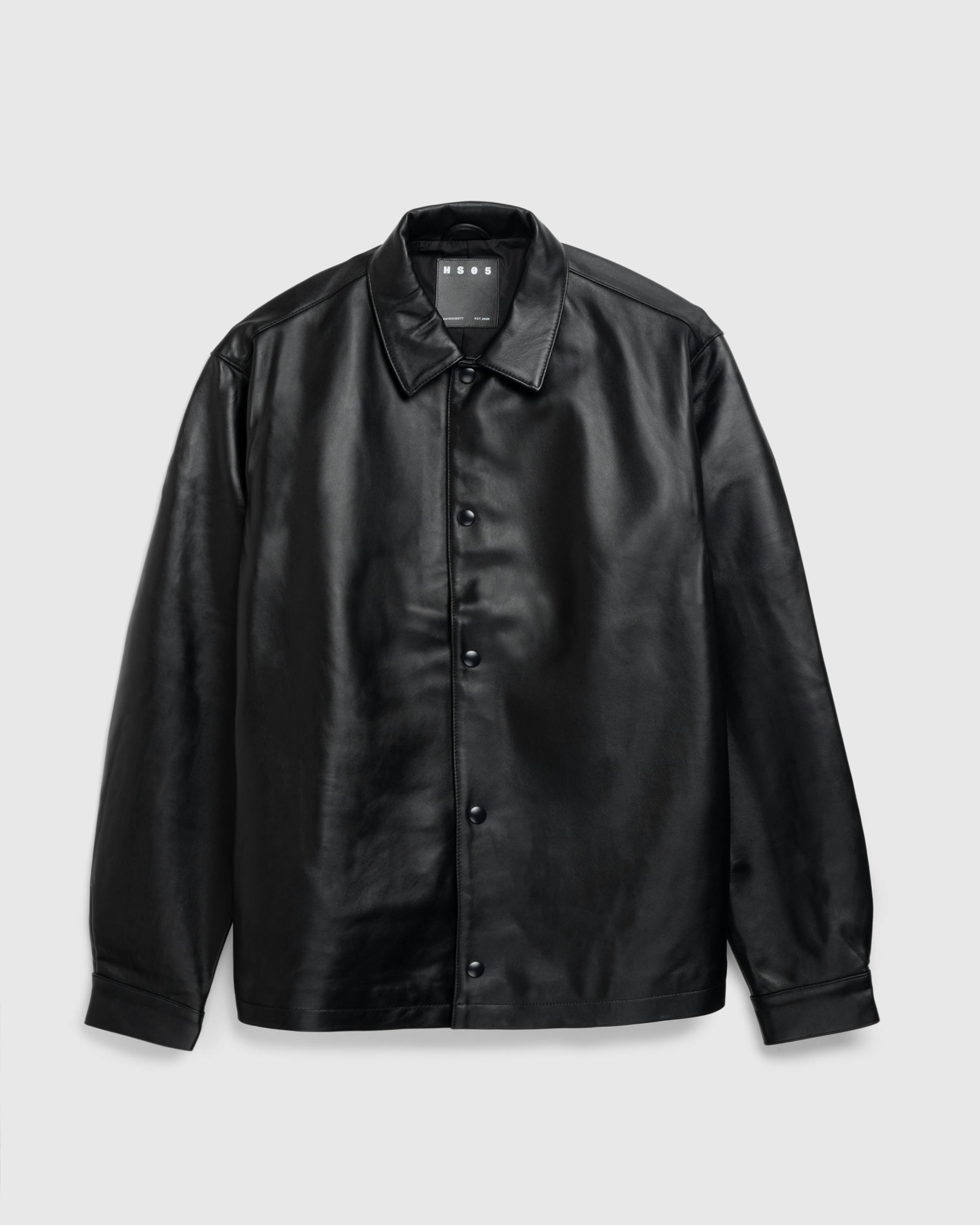 Highsnobiety HS05 – Leather Shirt Jacket Black - Leather Jackets - Black - Image 1