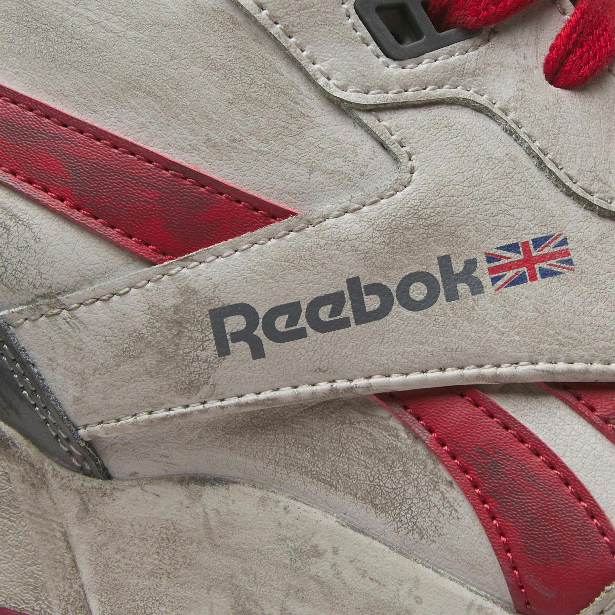 Reebok alien romulus high-top sneaker in grey and red