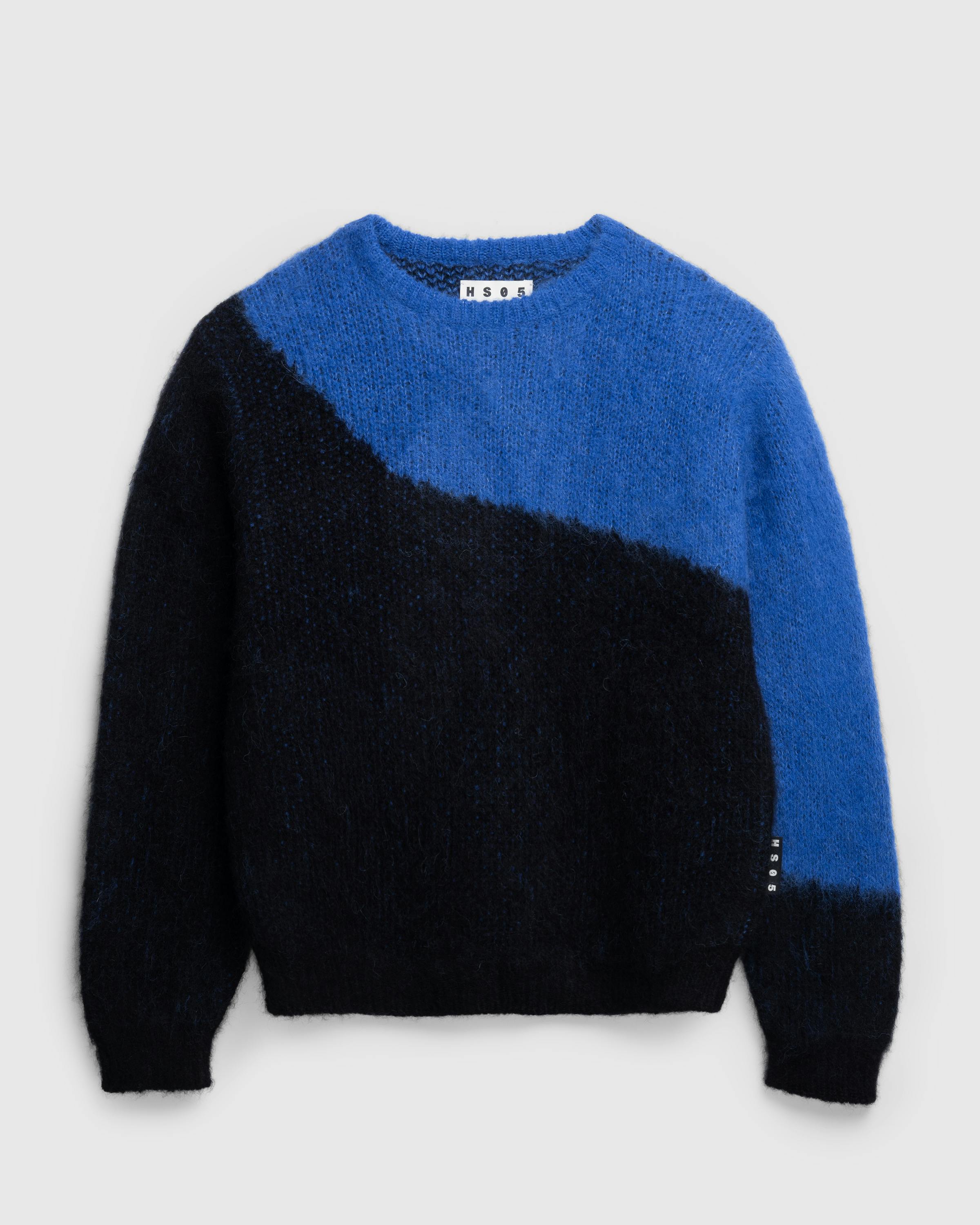 Highsnobiety HS05 – Alpaca Abstract Wave Sweater Black/Blue - Crewnecks - Blue/ Black - Image 1