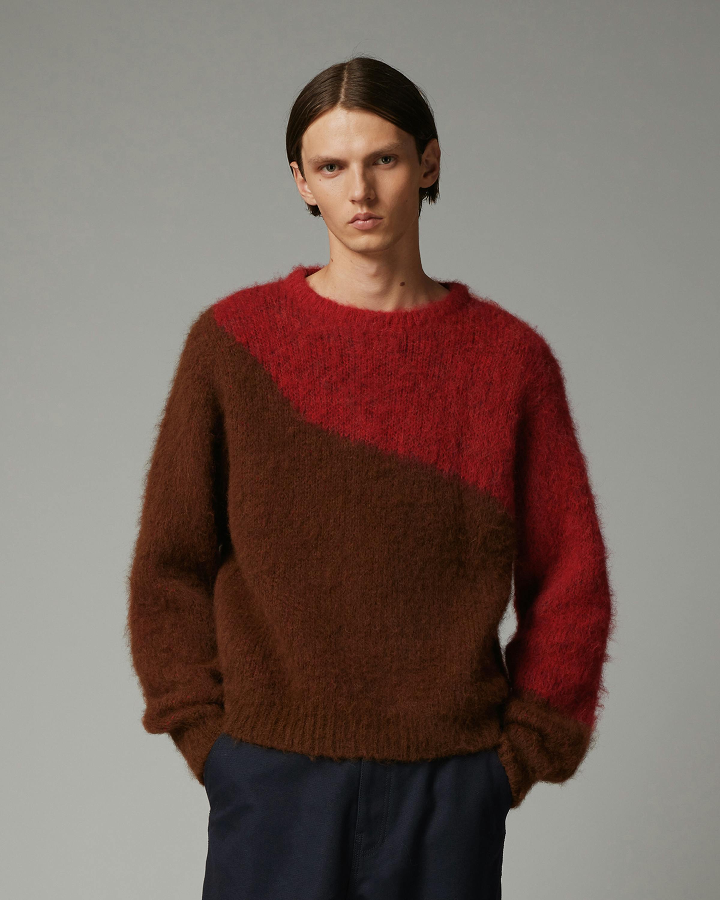 Highsnobiety HS05 – Alpaca Abstract Wave Sweater Brown/Red - Crewnecks - Brown/ Red - Image 2