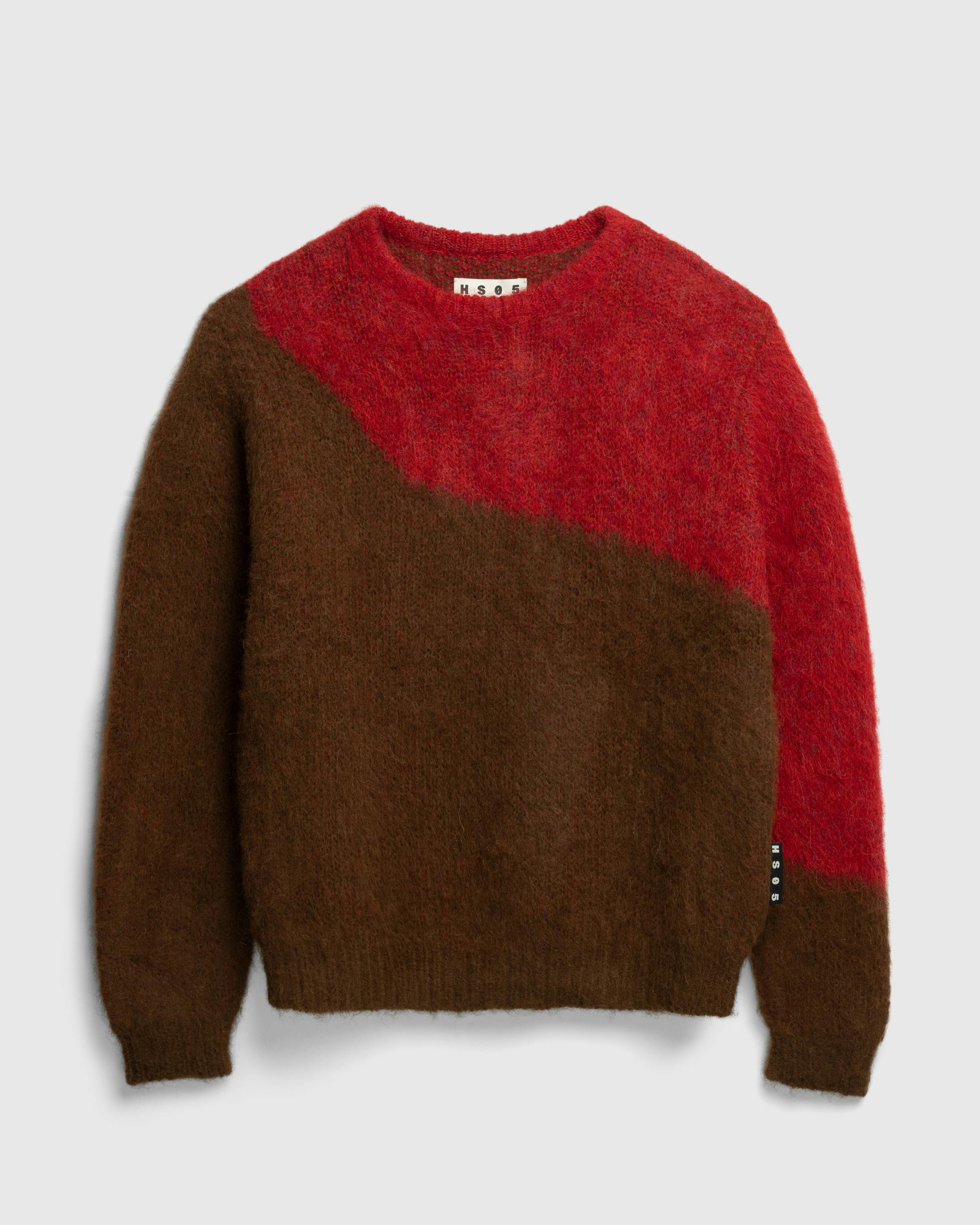 Highsnobiety HS05 – Alpaca Abstract Wave Sweater Brown/Red - Crewnecks - Brown/ Red - Image 1