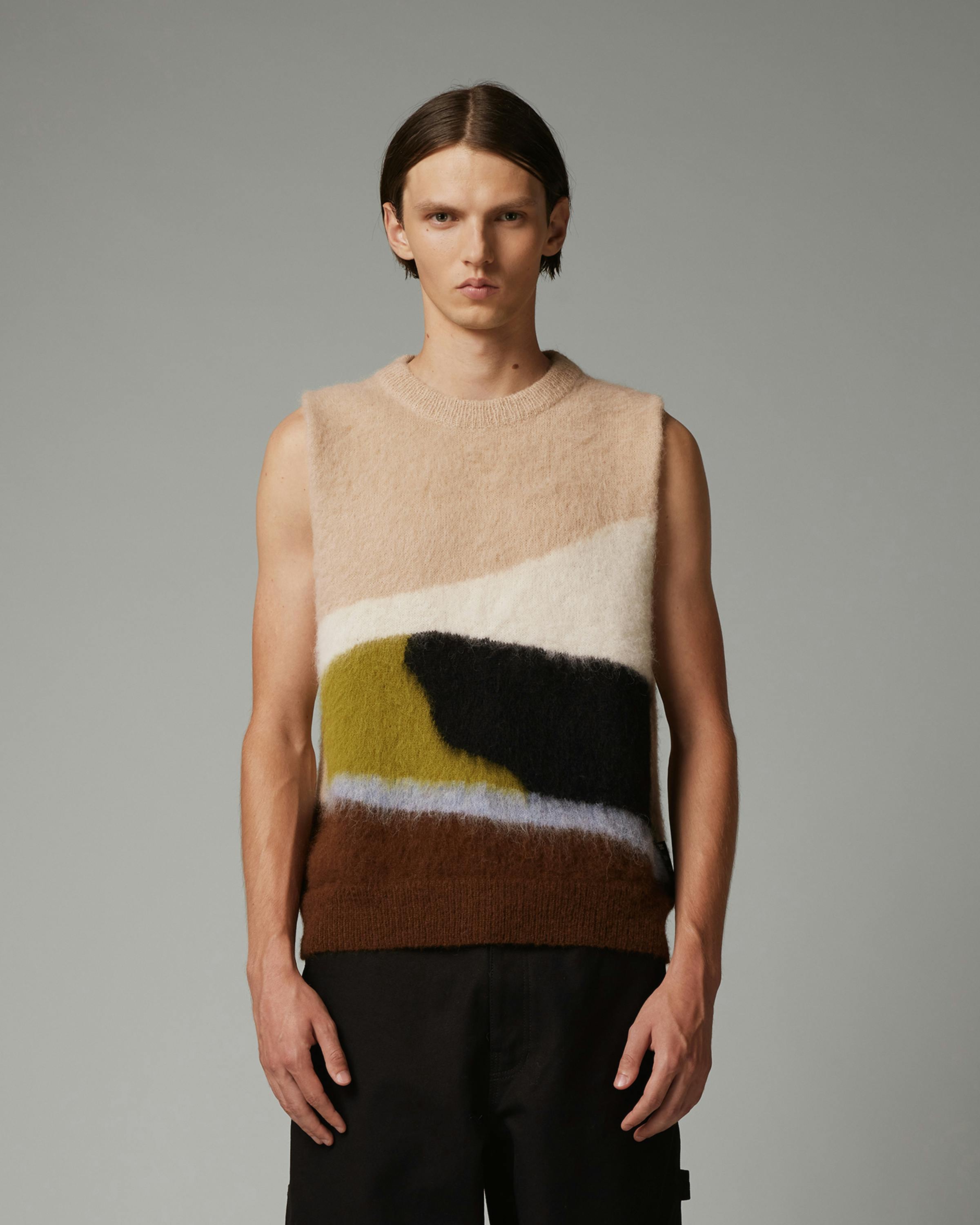 Highsnobiety HS05 – Alpaca Abstract Sweater Vest Beige/Brown - Gilets - Beige/ Brown - Image 2