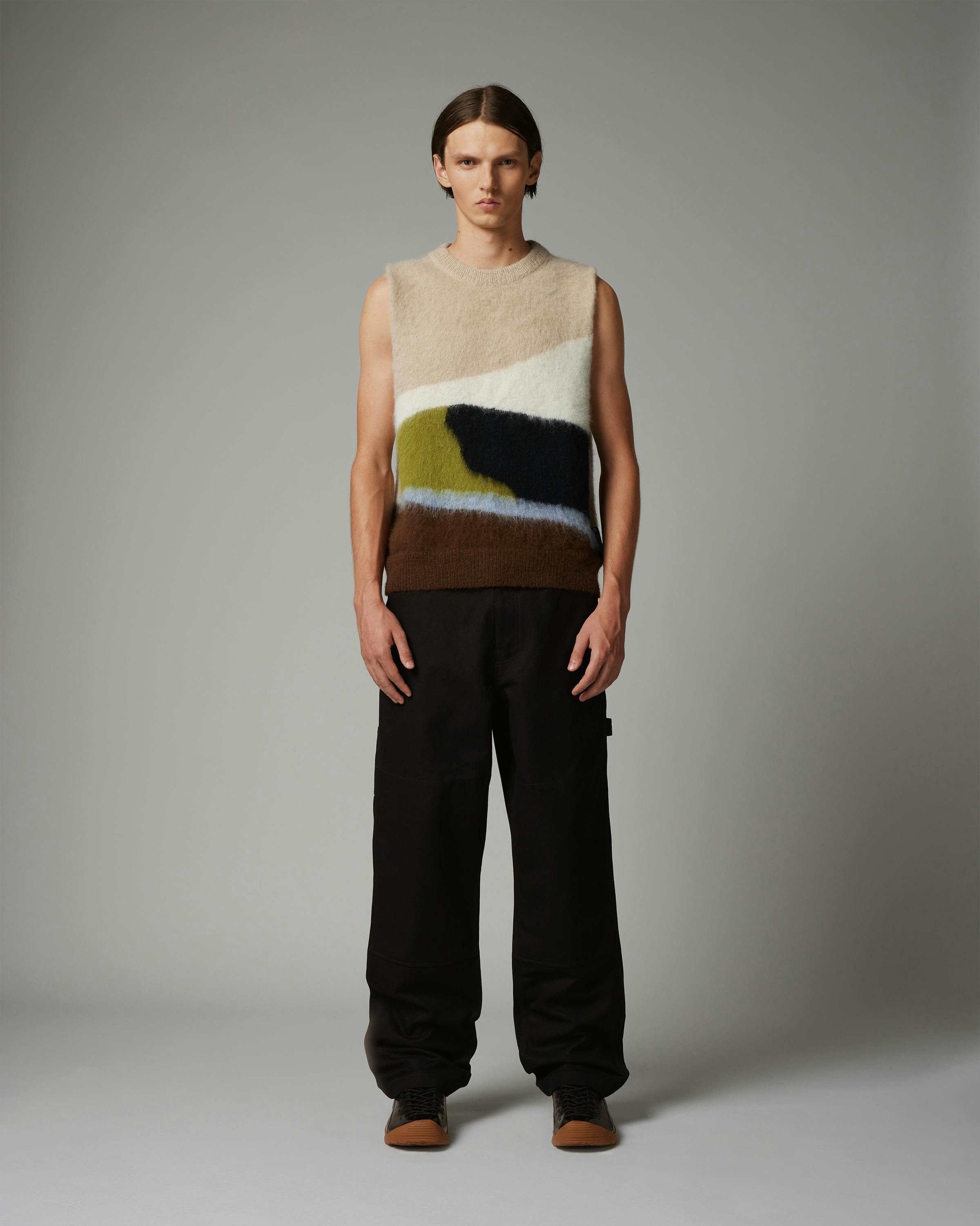 Highsnobiety HS05 – Alpaca Abstract Sweater Vest Beige/Brown - Gilets - Beige/ Brown - Image 3