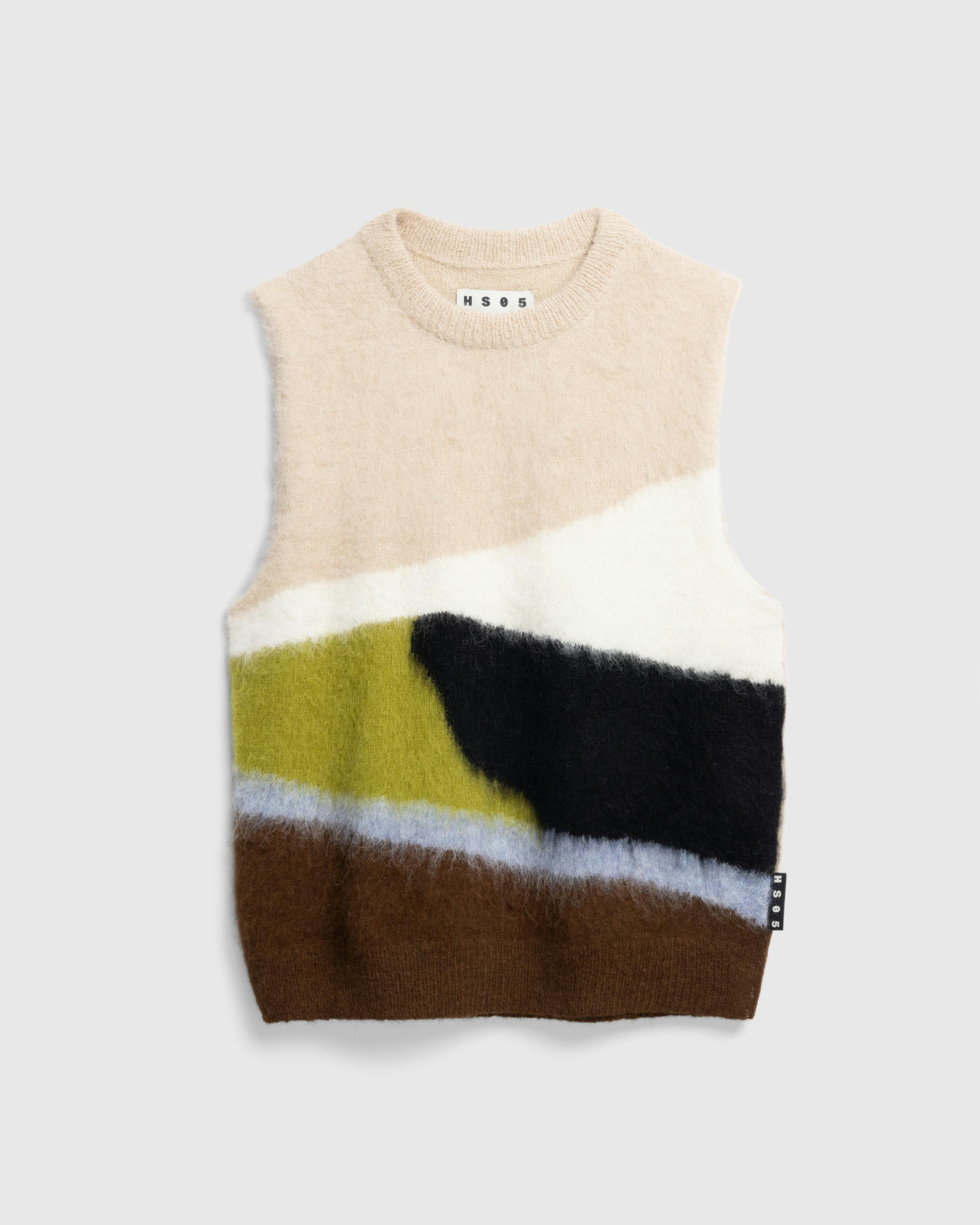 Highsnobiety HS05 – Alpaca Abstract Sweater Vest Beige/Brown - Gilets - Beige/ Brown - Image 1