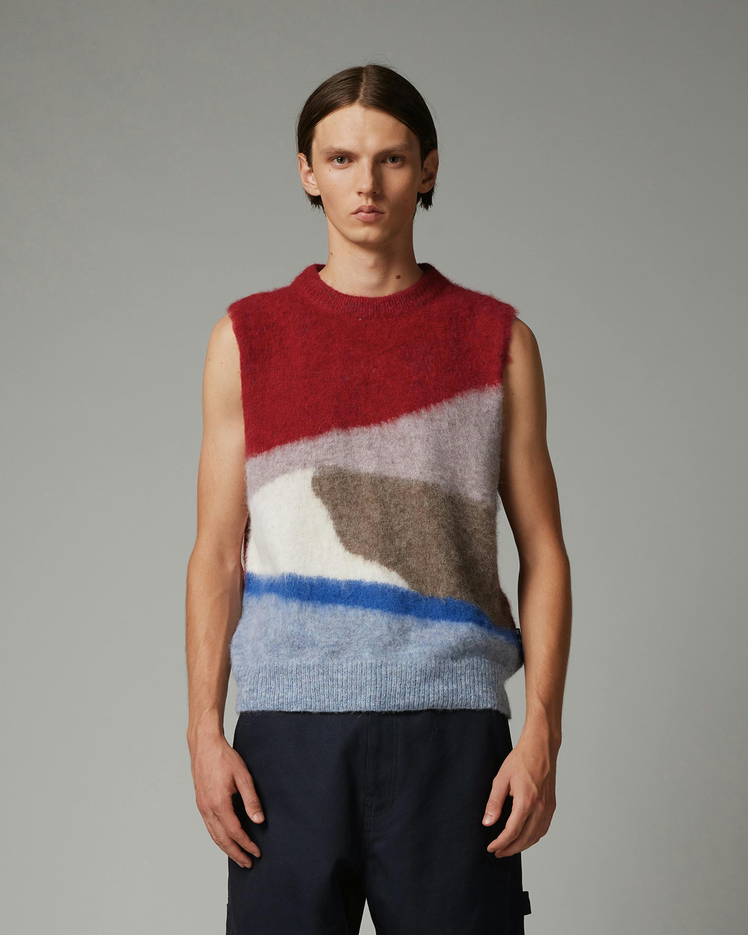 Highsnobiety HS05 – Alpaca Abstract Sweater Vest Red/Blue - Gilets - Red/ Blue - Image 2