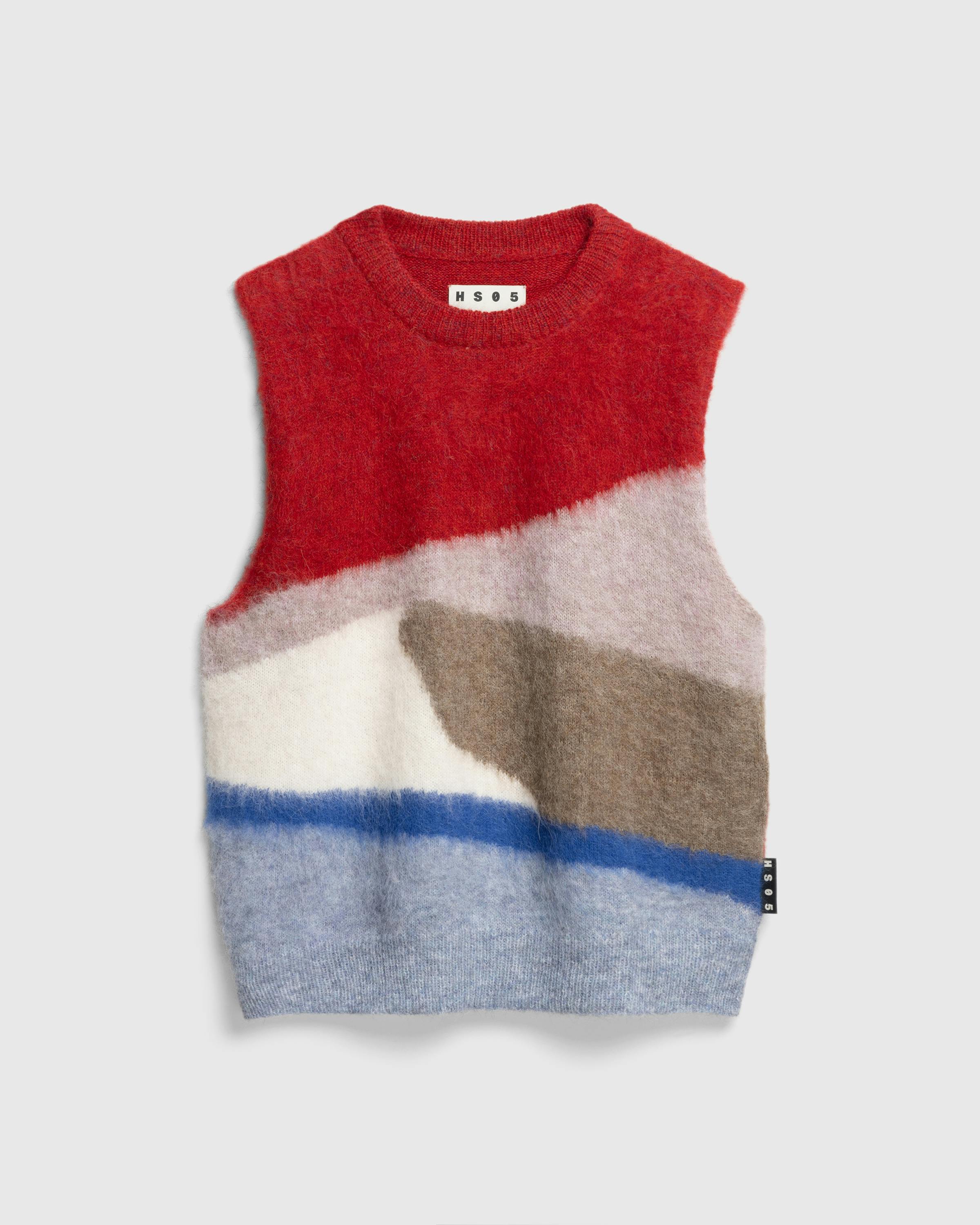 Highsnobiety HS05 – Alpaca Abstract Sweater Vest Red/Blue - Gilets - Red/ Blue - Image 1