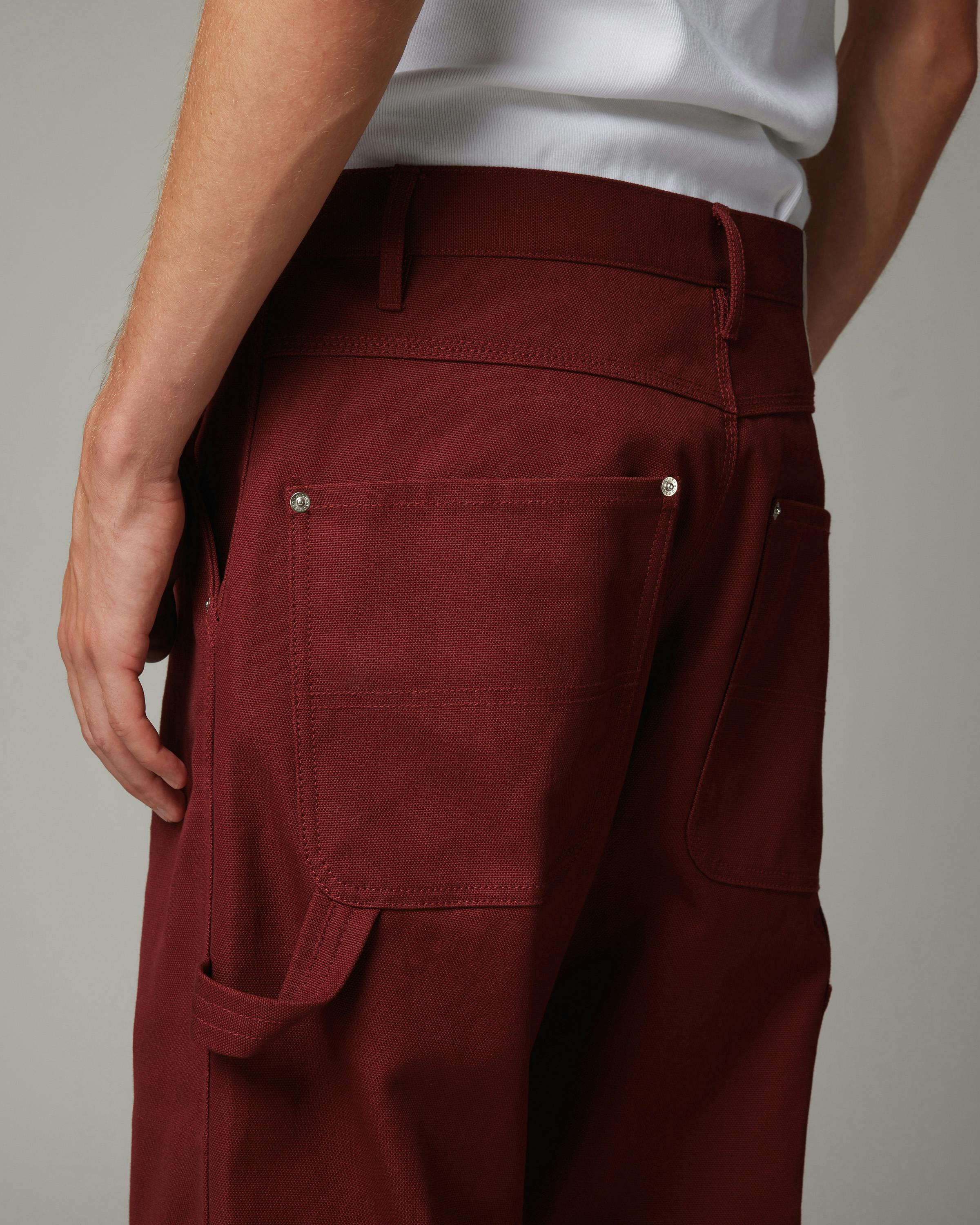 Highsnobiety HS05 – Oxford Canvas Carpenter Trousers Red - Work Pants - Red - Image 5