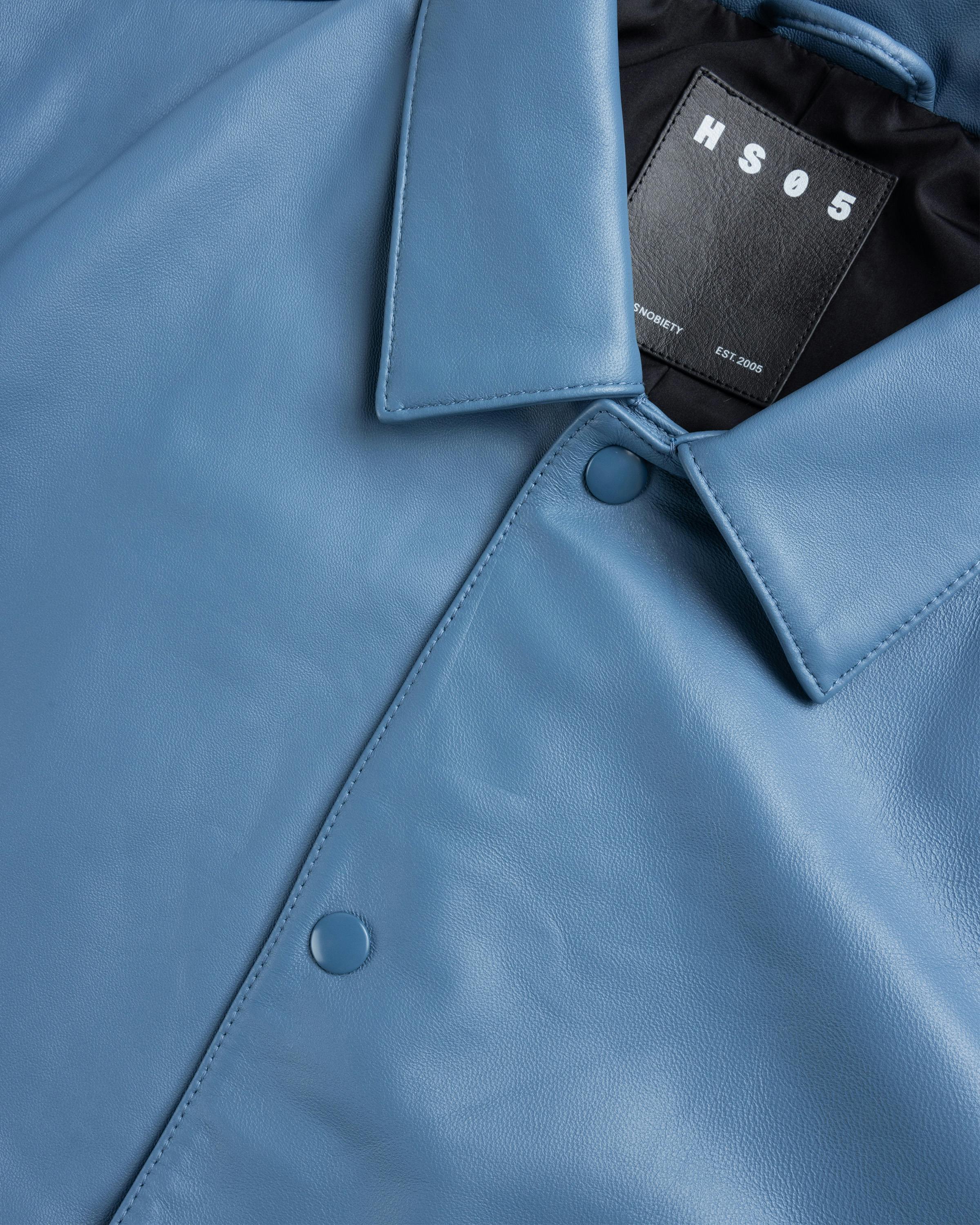 Highsnobiety HS05 – Leather Shirt Jacket Blue - Leather Jackets - Blue - Image 5