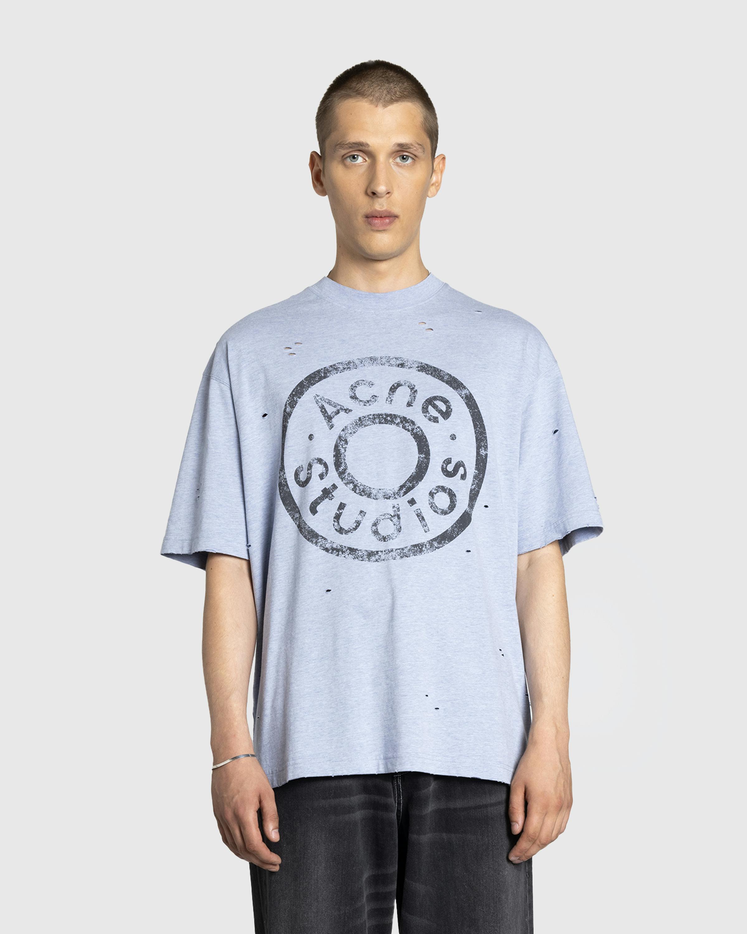 Acne Studios – Logo T-Shirt Blue Melange - T-Shirts - Blue - Image 2