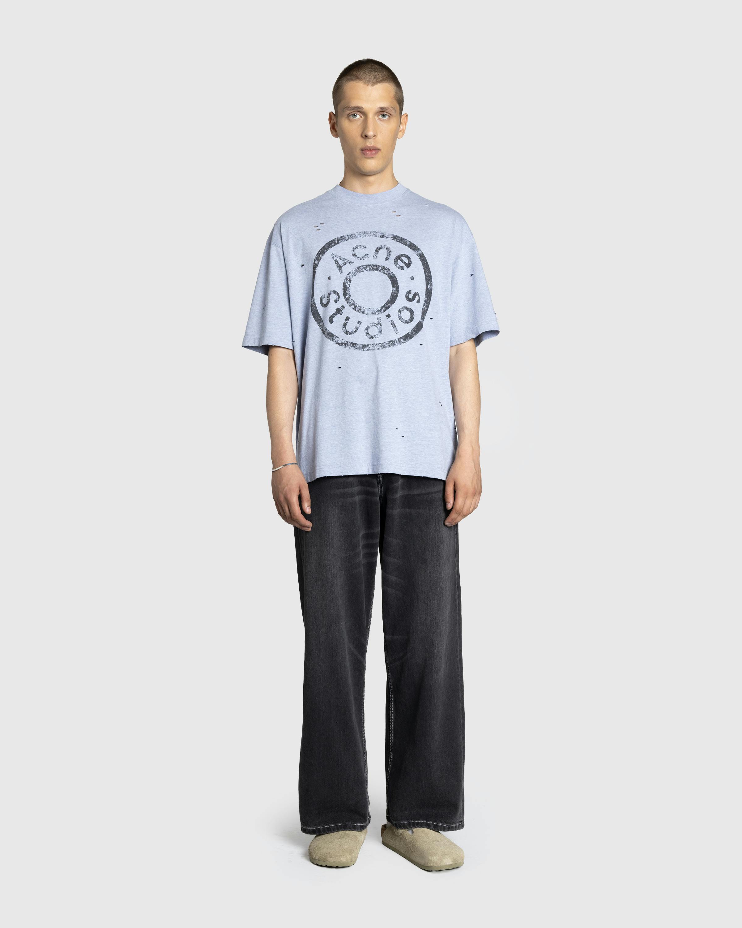 Acne Studios – Logo T-Shirt Blue Melange - T-Shirts - Blue - Image 3