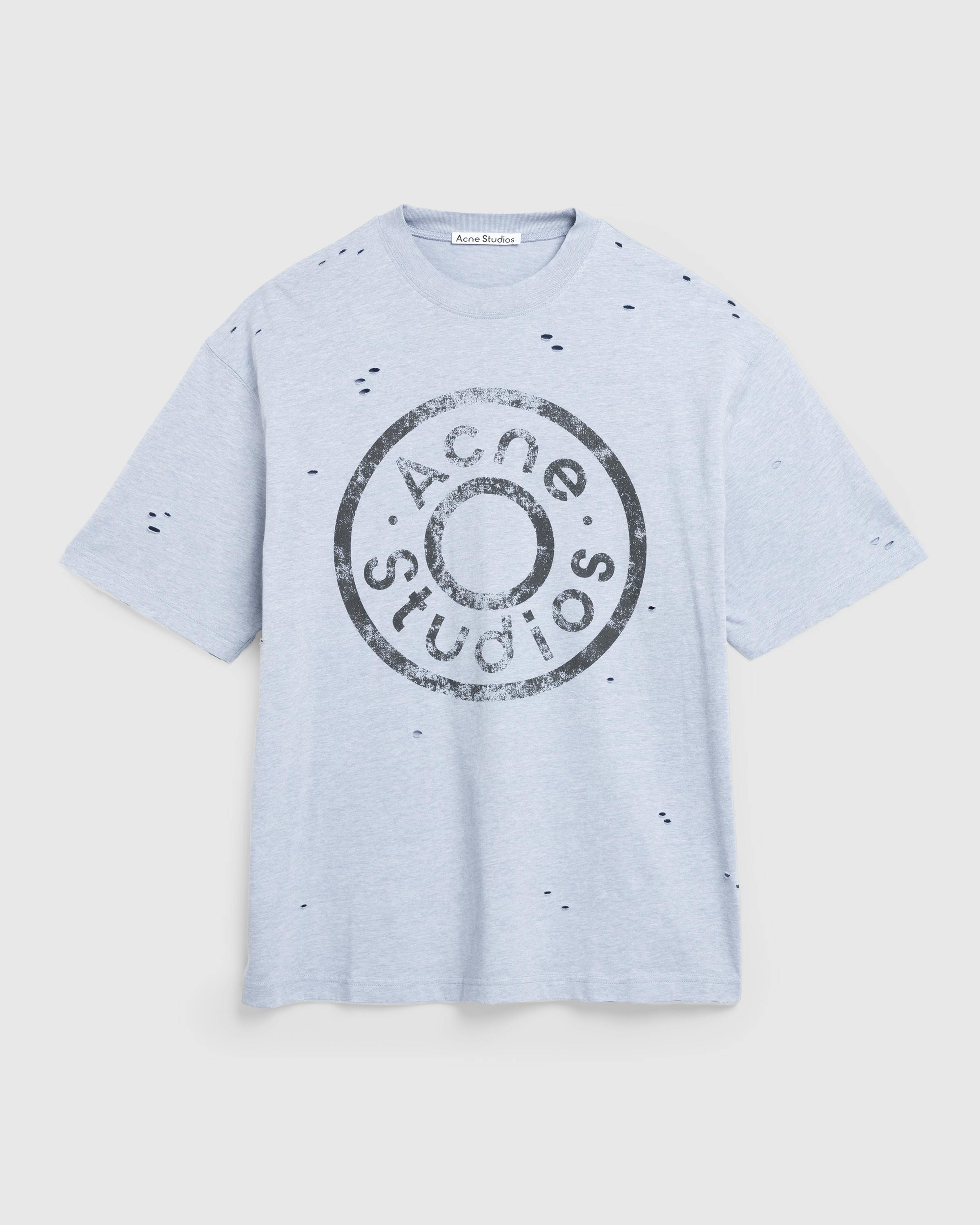 Acne Studios – Logo T-Shirt Blue Melange - T-Shirts - Blue - Image 1