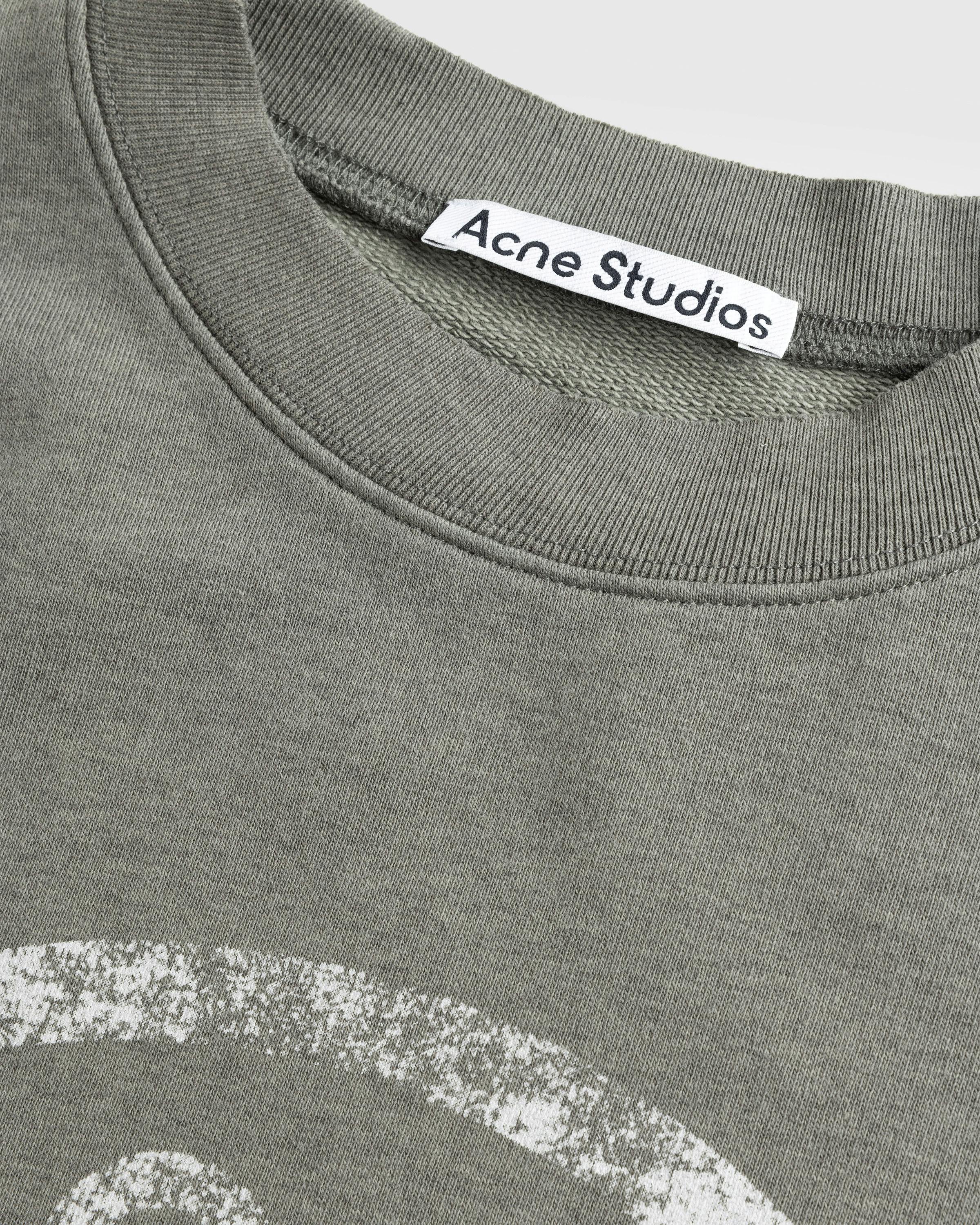 Acne Studios – Distressed Logo Print Sweater Moss Green - Sweatshirts - Green - Image 5