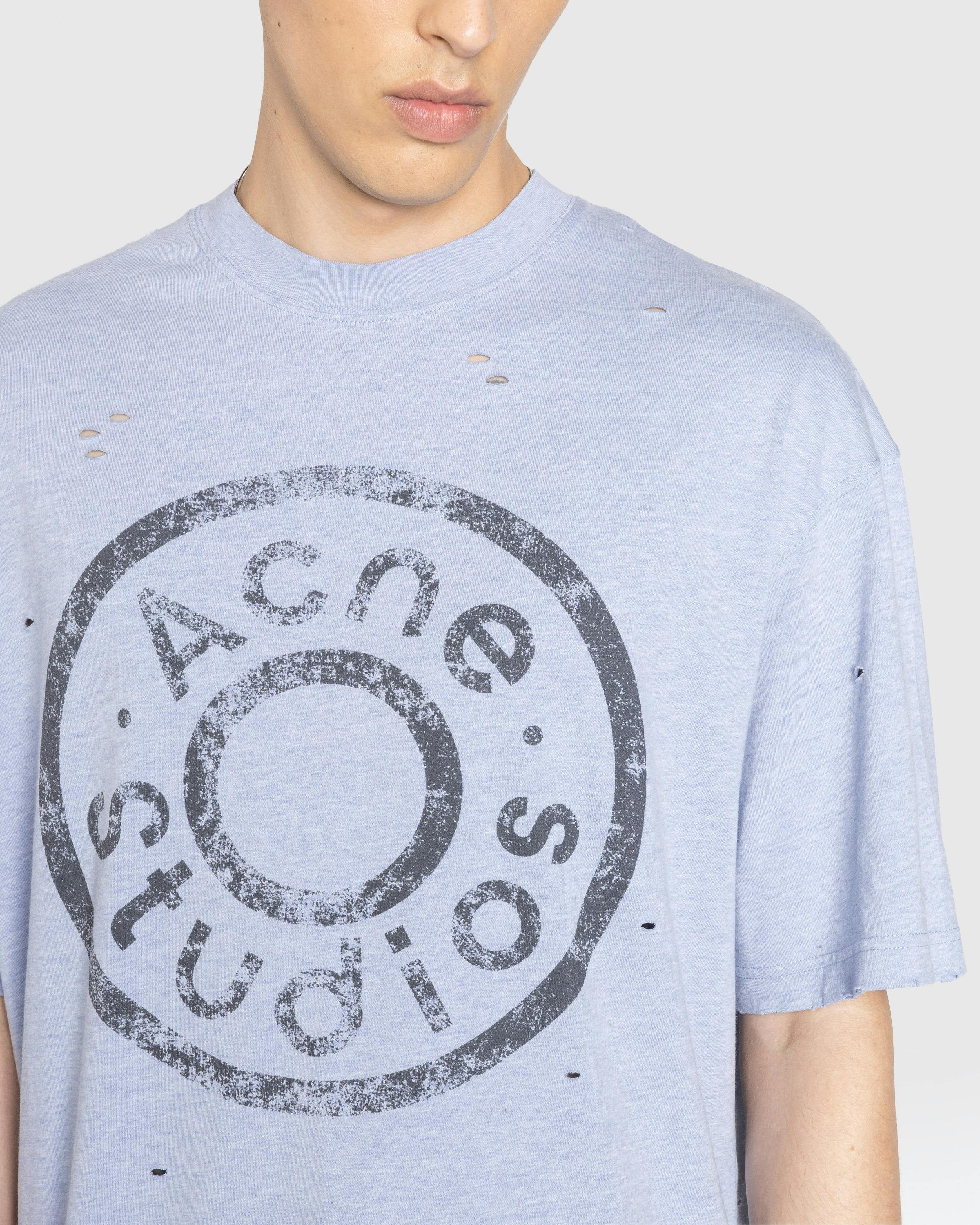 Acne Studios – Logo T-Shirt Blue Melange - T-Shirts - Blue - Image 5