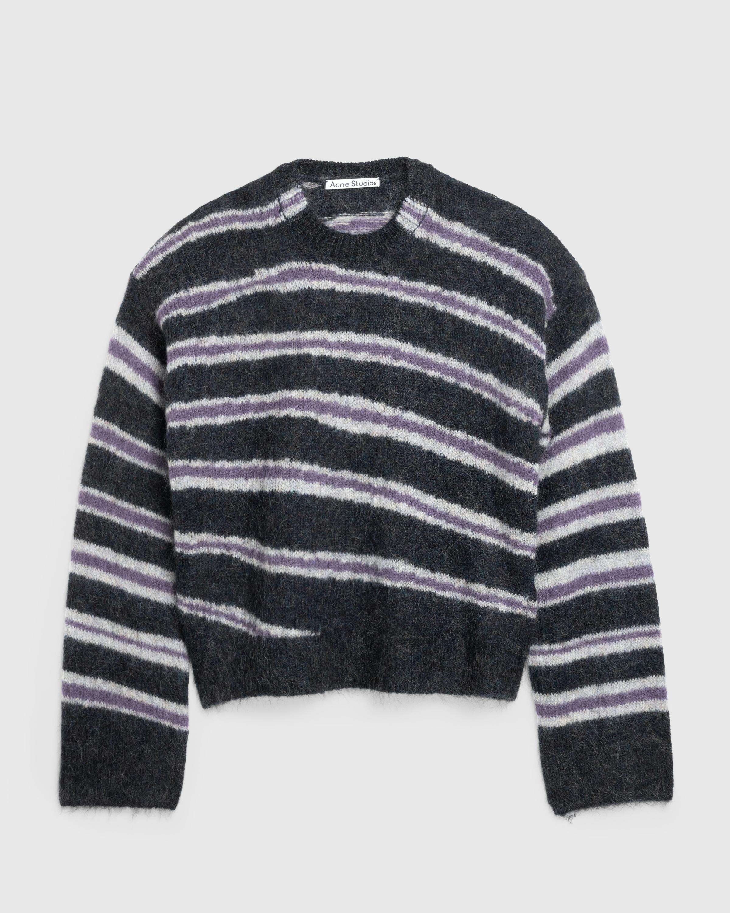 Acne Studios – Mohair Blend Jumper Dark Grey Melange/Multi - Crewnecks - Grey - Image 1