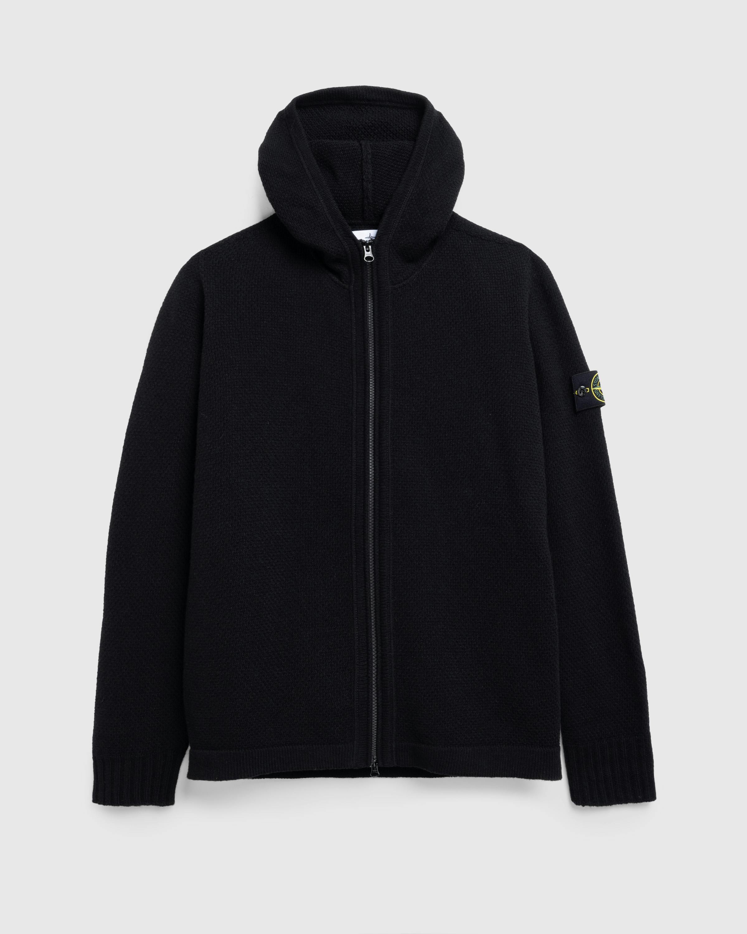 Stone Island – Full-Zip Hooded Cardigan Black - Zip-Up Sweats - Black - Image 1