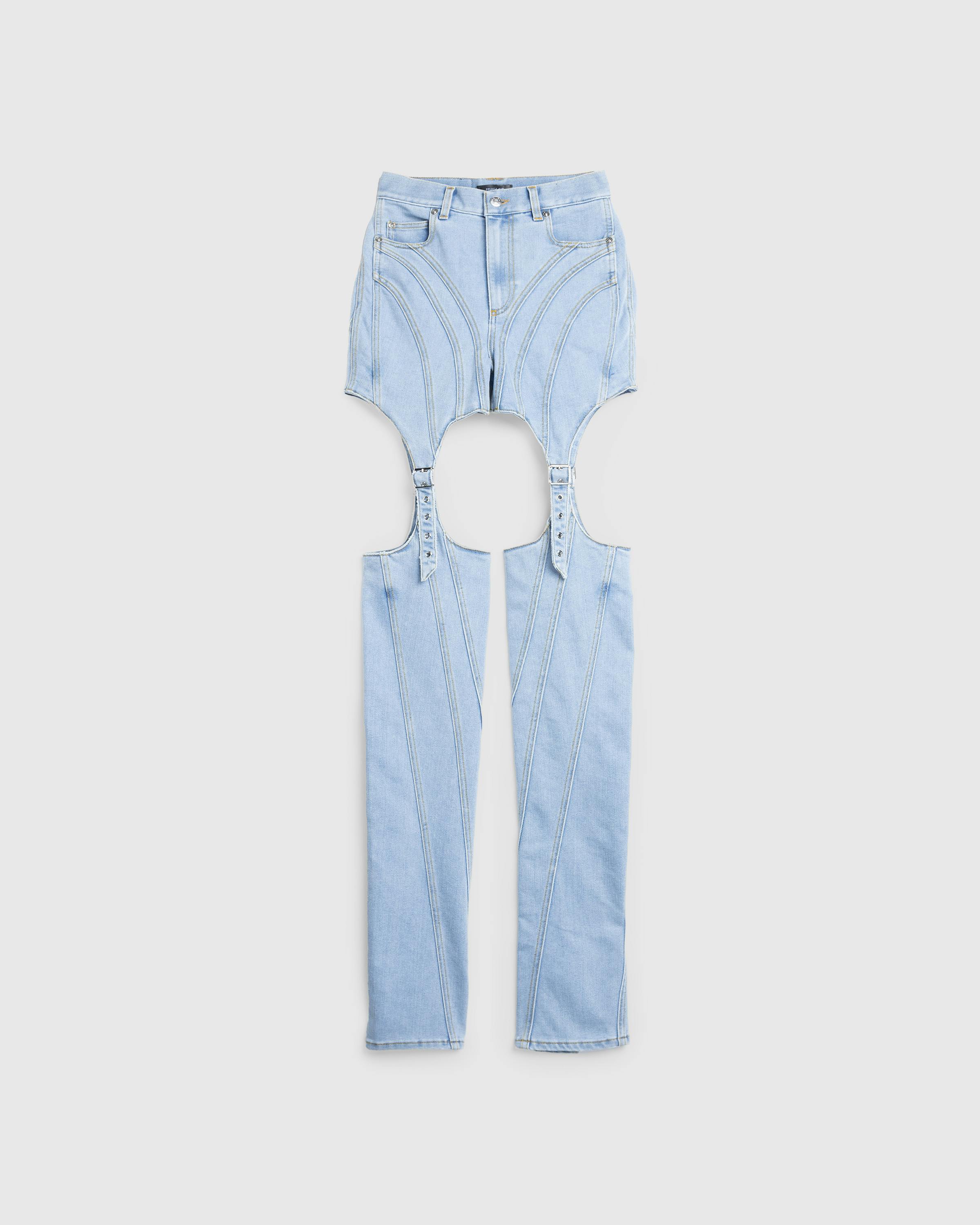 Mugler – Buckled Chaps Skinny Jeans Tokyo Blue - Trousers - Blue - Image 1