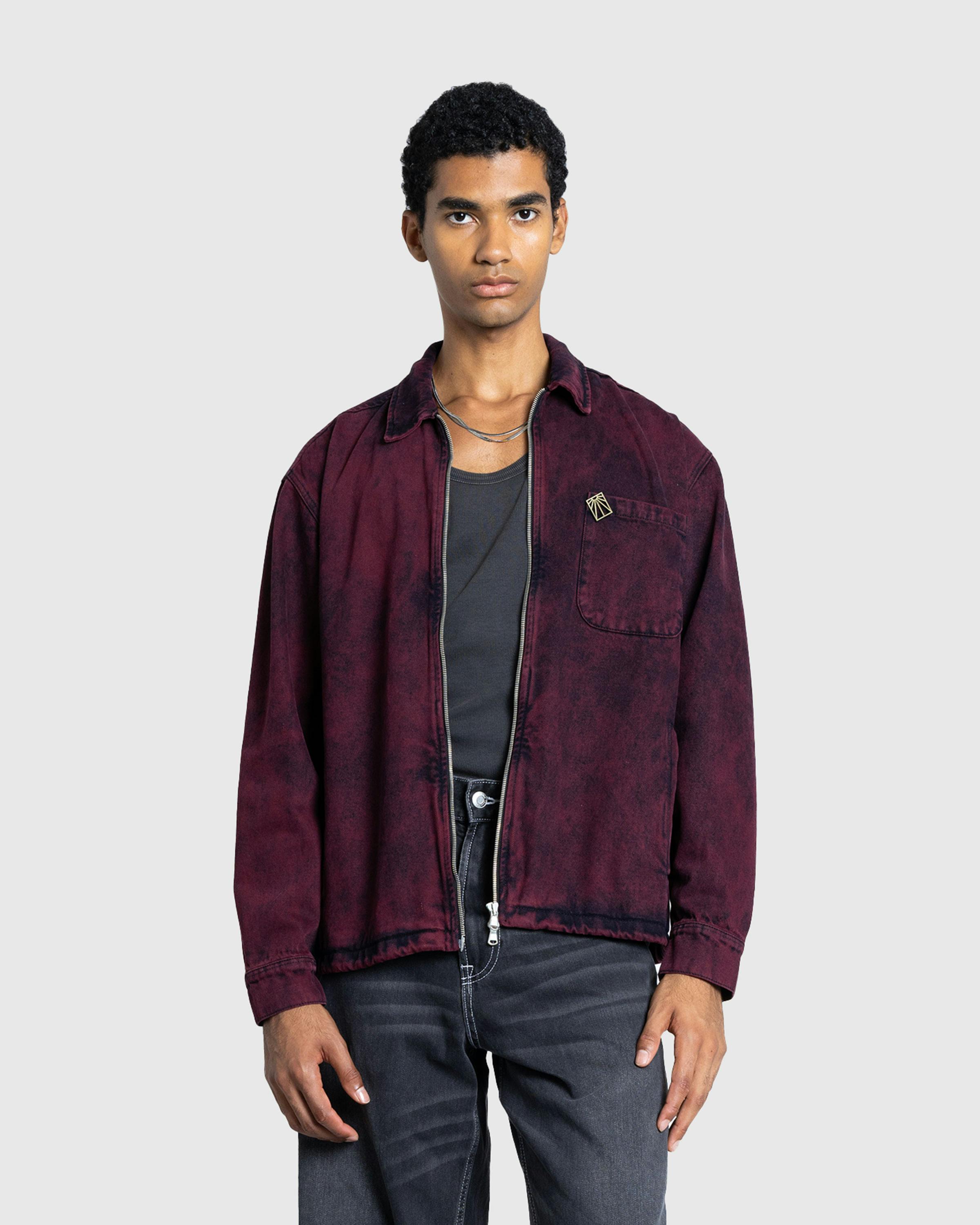 Rassvet – Acid Wash Denim Overshirt Woven Burgundy | Highsnobiety Shop