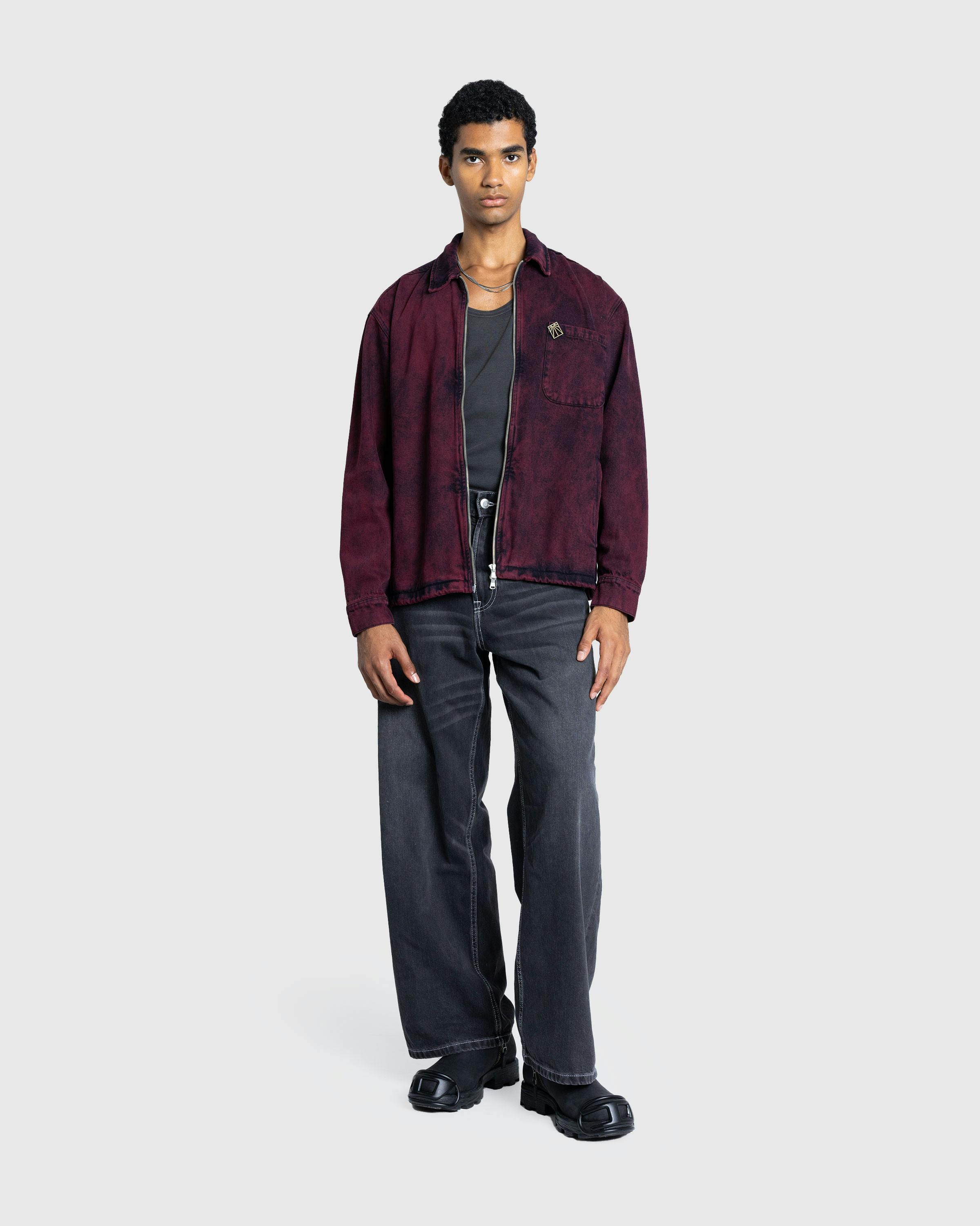 Rassvet – Acid Wash Denim Overshirt Woven Burgundy - Overshirt - Red - Image 3