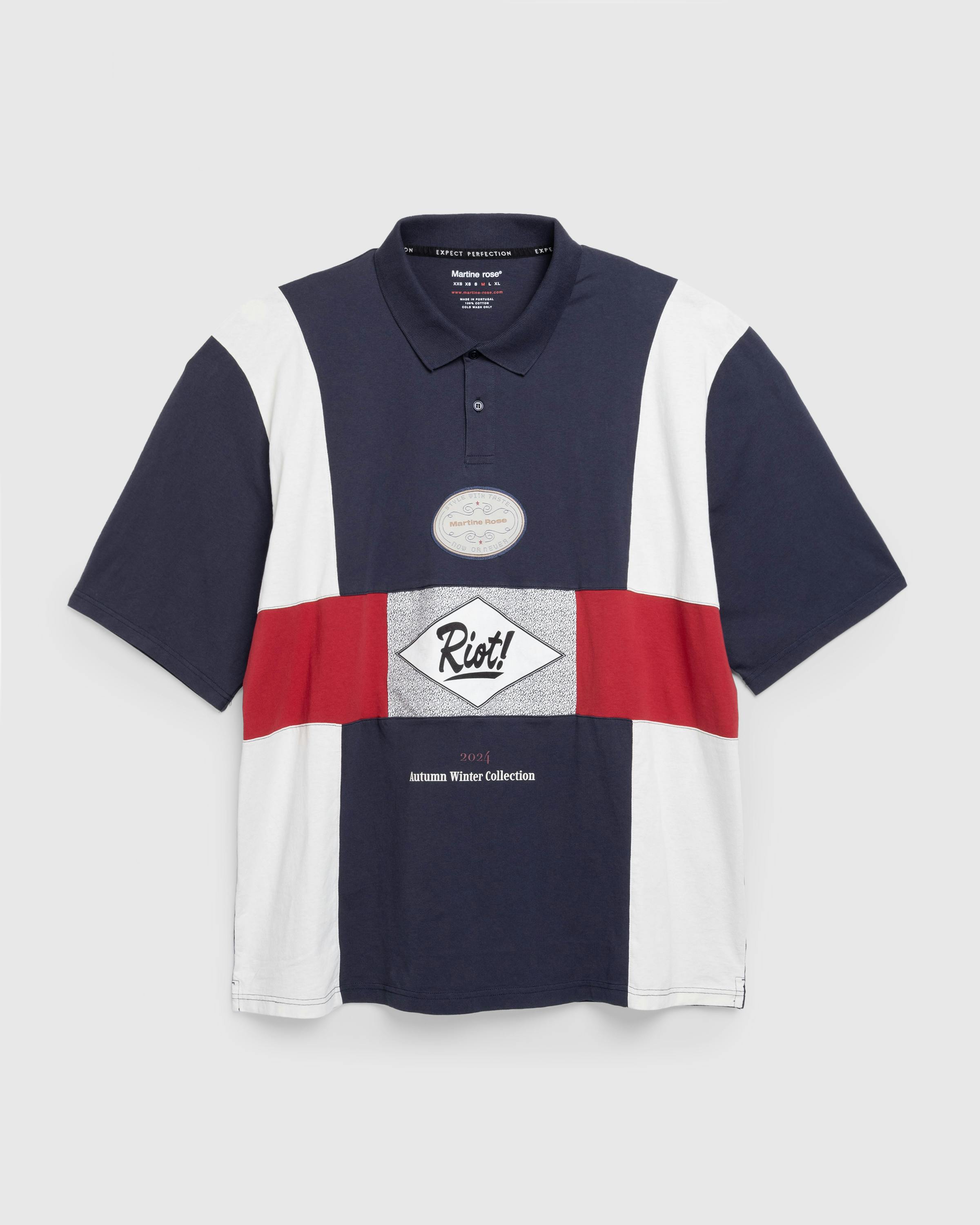 Martine Rose – Oversized Paneled Polo Blue - Polos - Blue - Image 1