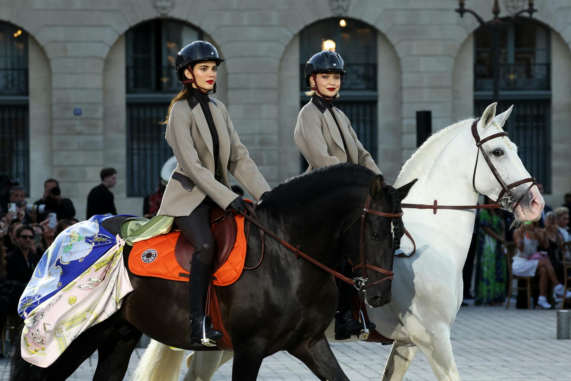 Gigi Hadid and Kendall Jenner riding horses at Vogue World 2024