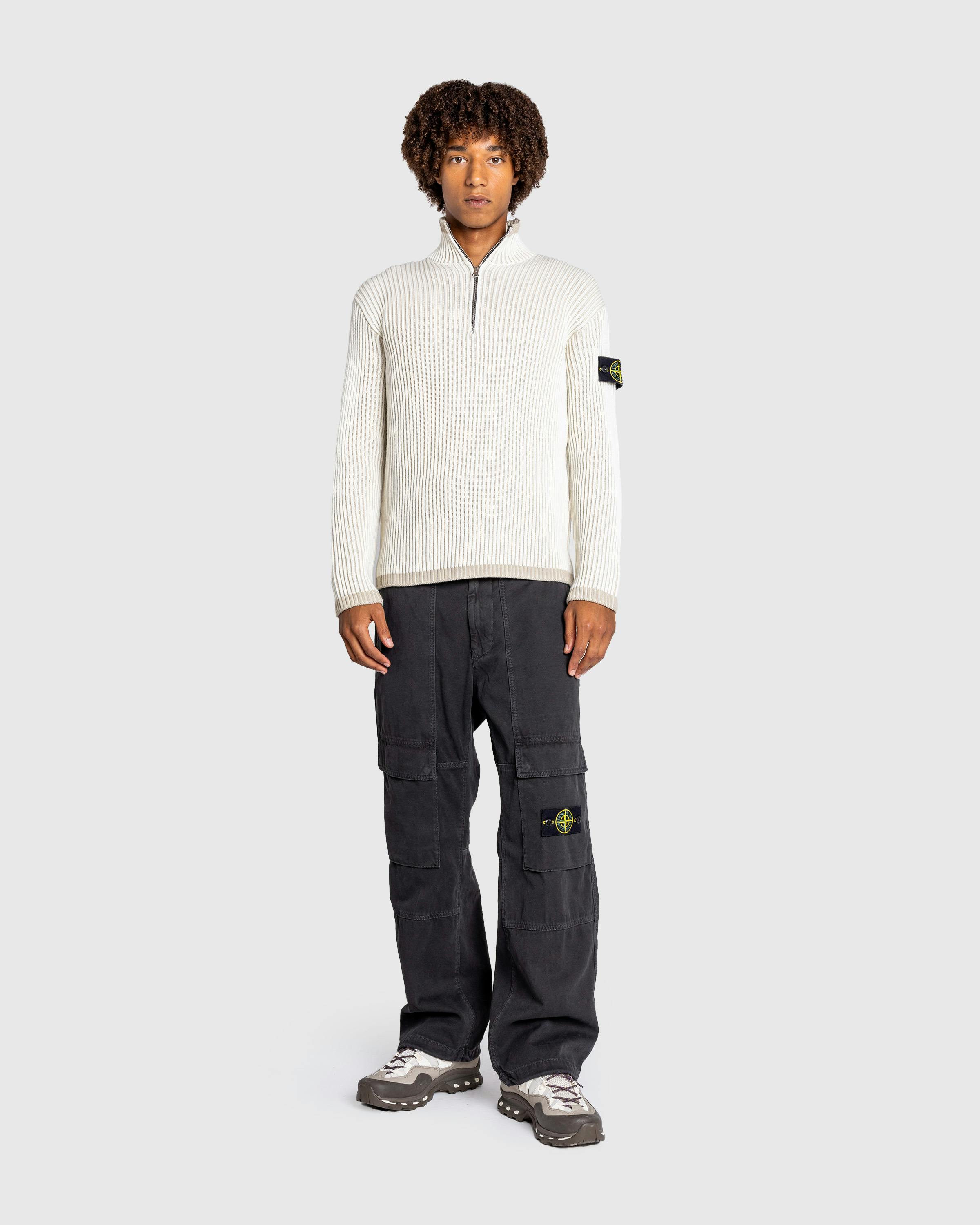 Stone Island – Wool Half-Zip Sweater Natural - Zip-Ups - Beige - Image 3