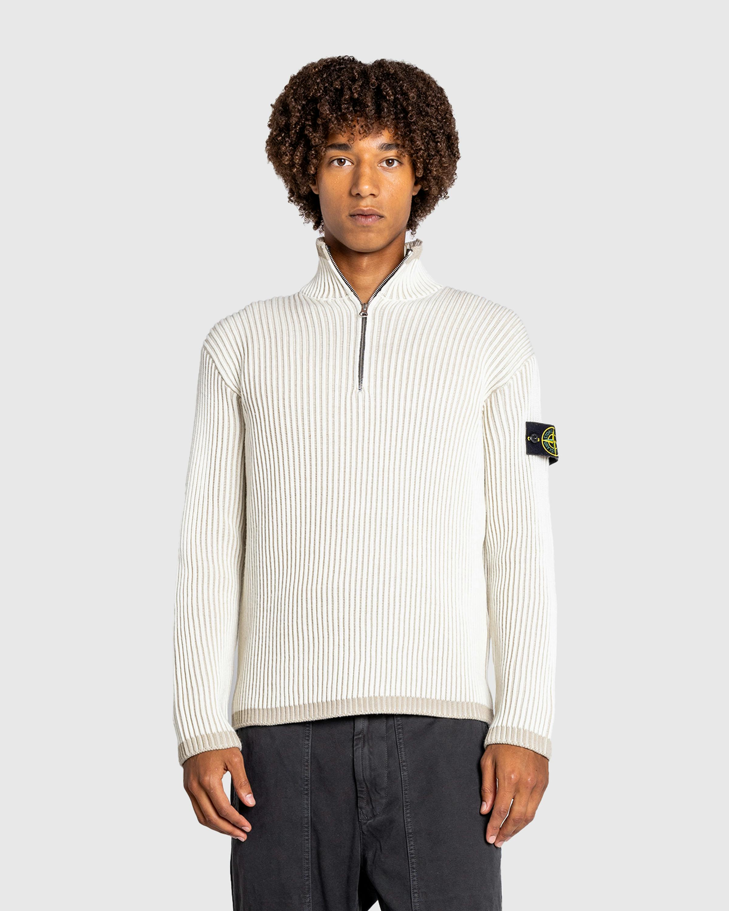 Stone Island – Wool Half-Zip Sweater Natural - Crewnecks - Beige - Image 2