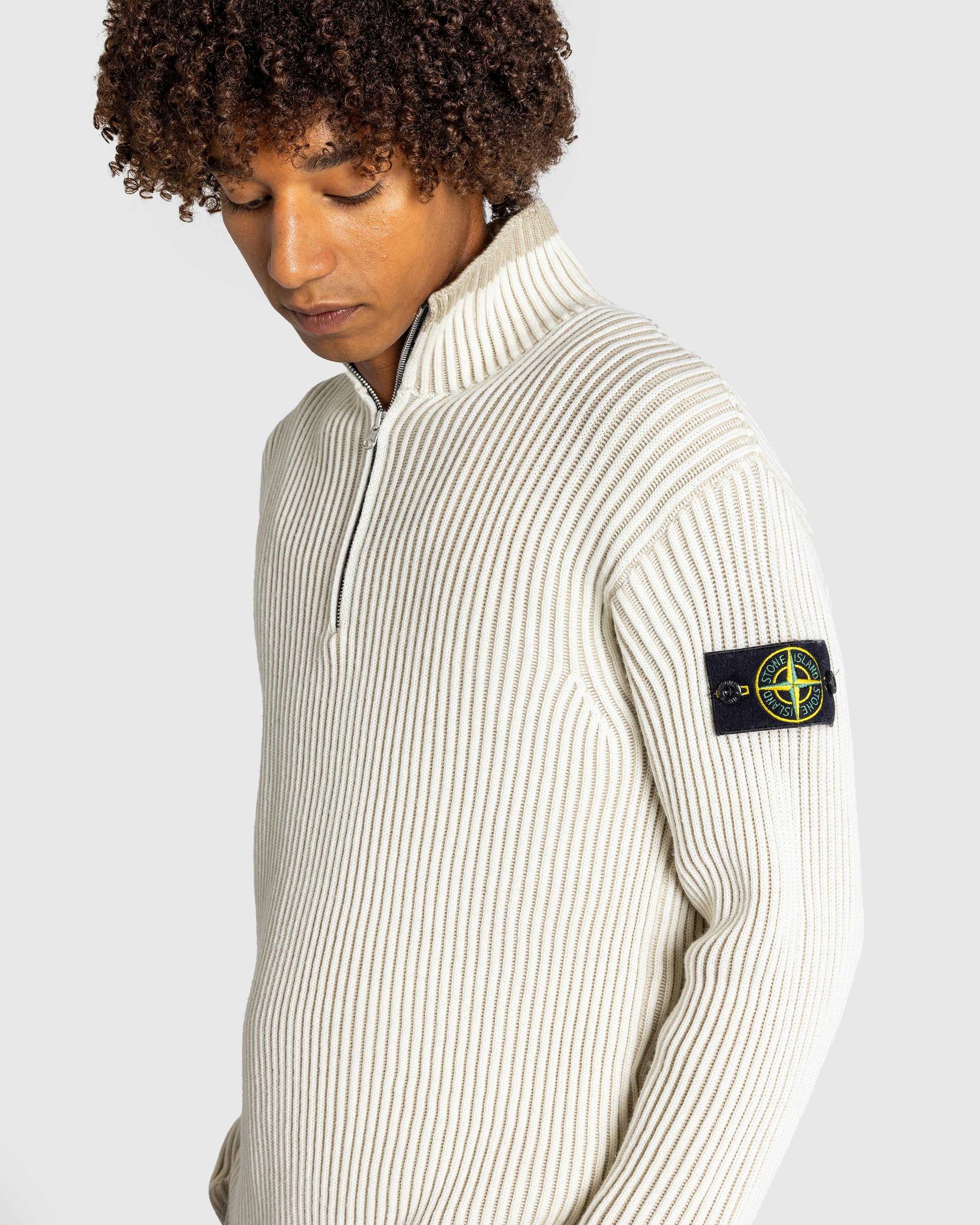 Stone Island – Wool Half-Zip Sweater Natural - Crewnecks - Beige - Image 4