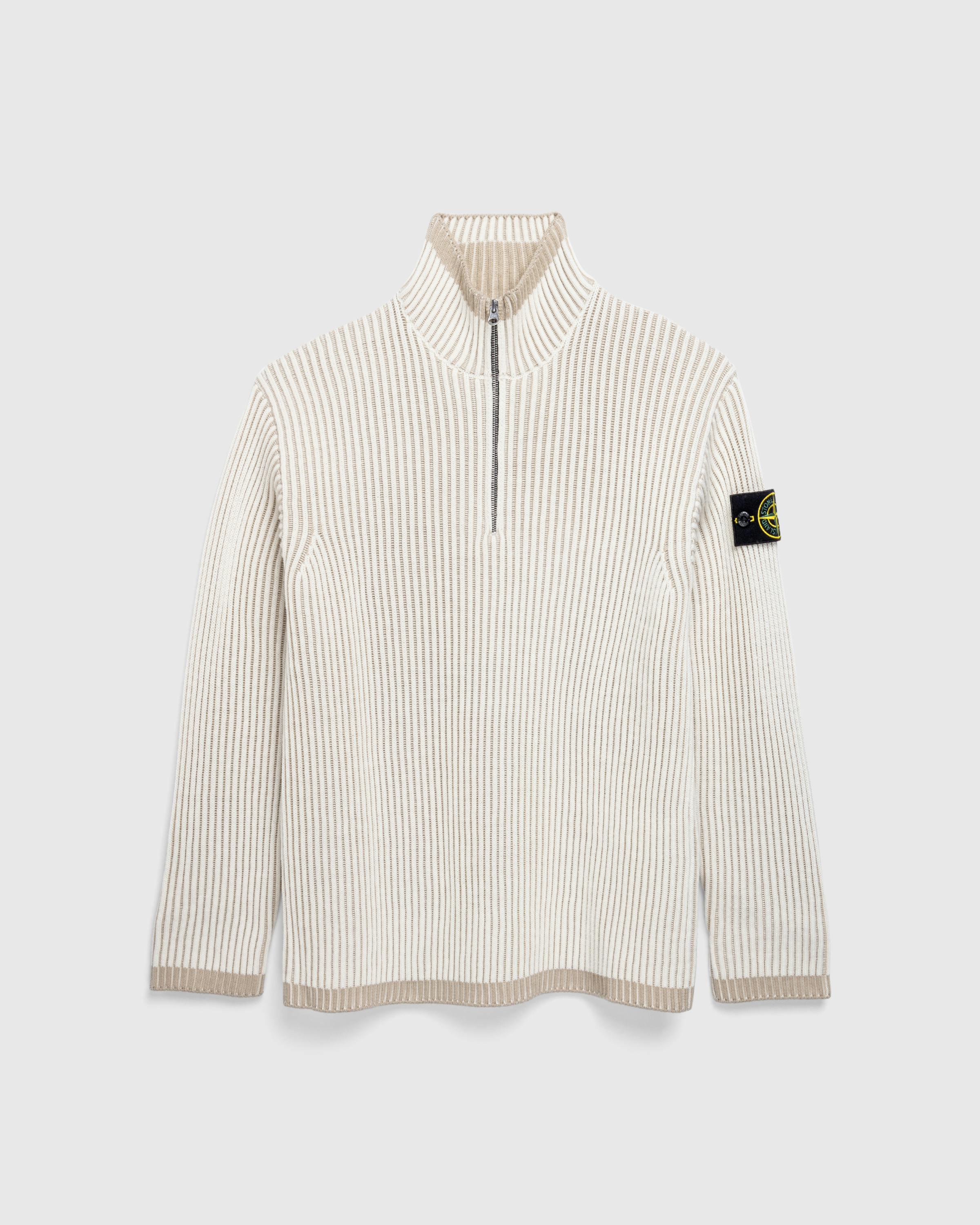 Stone Island – Wool Half-Zip Sweater Natural - Crewnecks - Beige - Image 1